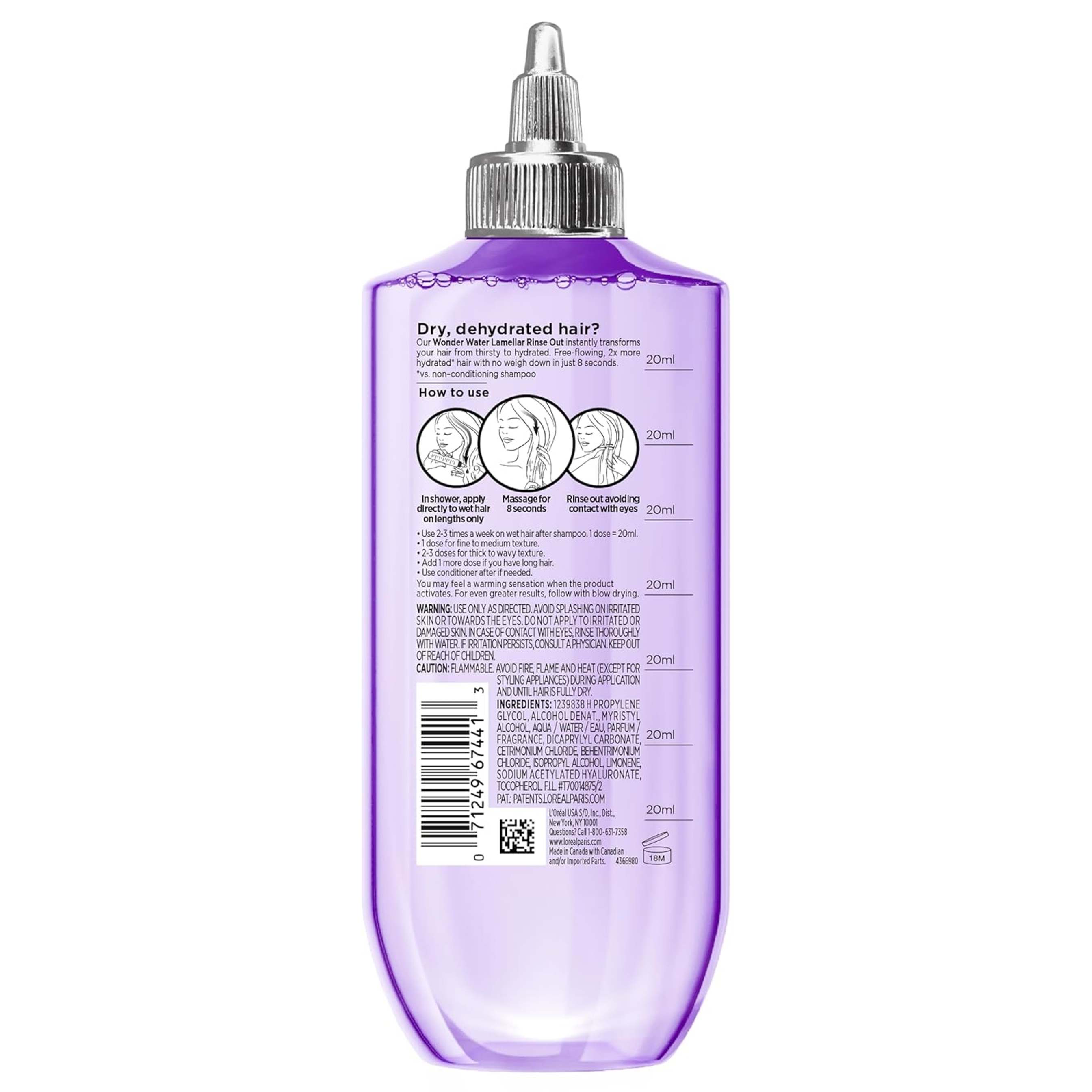 L'Oreal Paris Elvive Hyaluron Plump Flash Hydration Wonder Water - Hydrating Hair Treatment for Soft, Shiny Hair 6.8 fl.oz 6