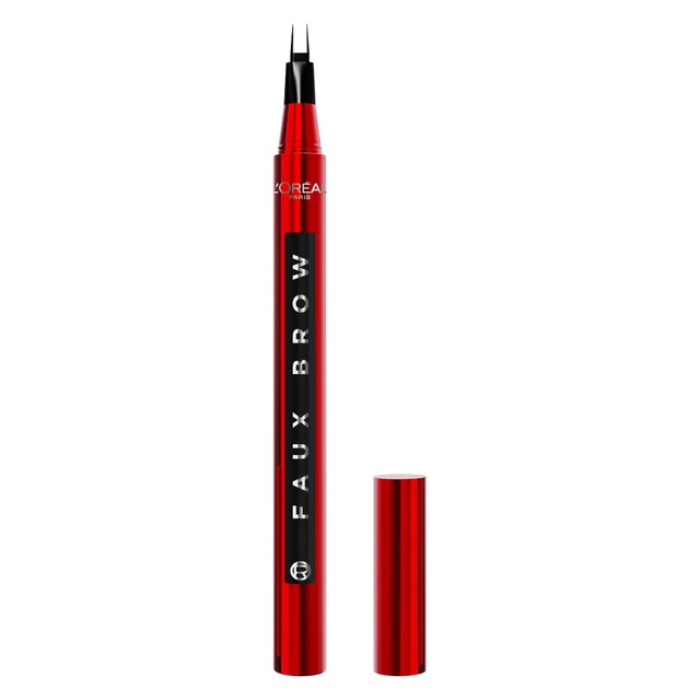 L'Oreal Paris Faux Brow Hair-Like Brow Filling Pen, Soft Black, 1 Count - Eyebrow Pen with Double-Brush Tip