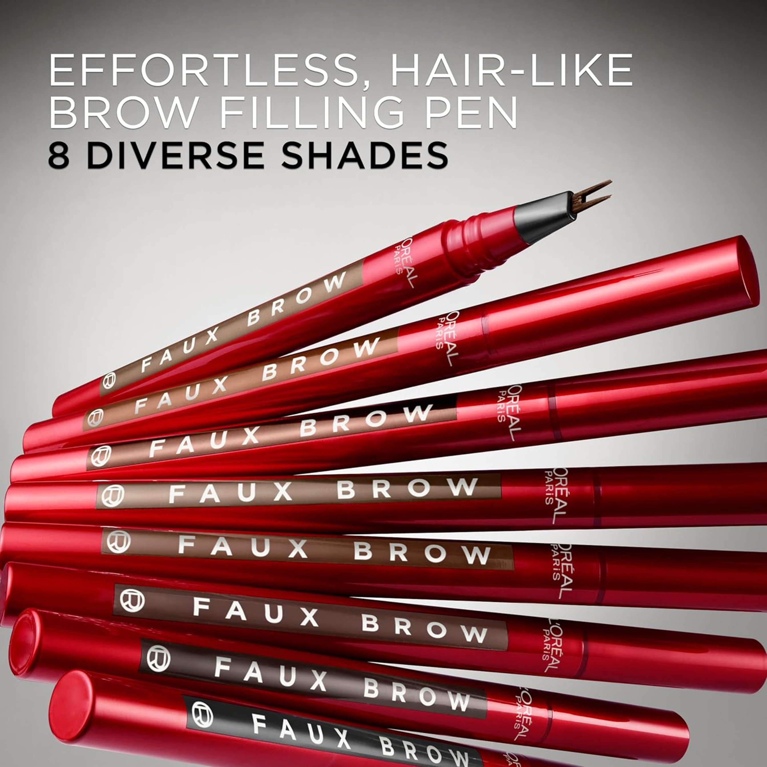 L'Oreal Paris Faux Brow Hair-Like Brow Filling Pen - Eyebrow Pen with Double-Brush Tip - Soft Black 0.03 fl.oz 10