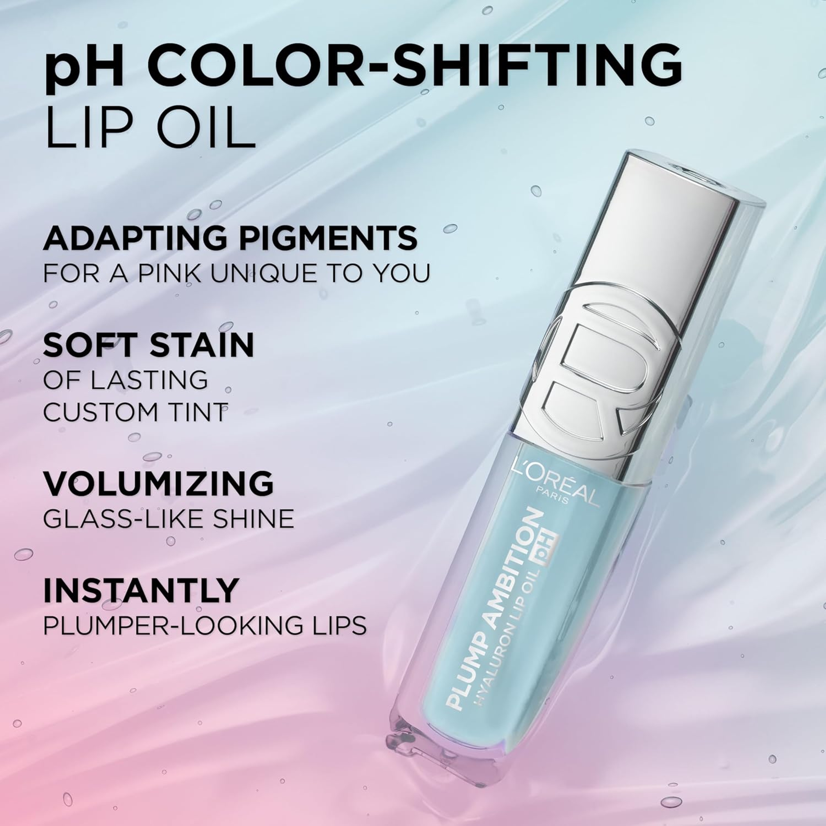 L'Oreal Paris Plump Ambition pH Hyaluron Lip Oil - Color Shifting Lip Tint - 010 pH Cristal Ice 5