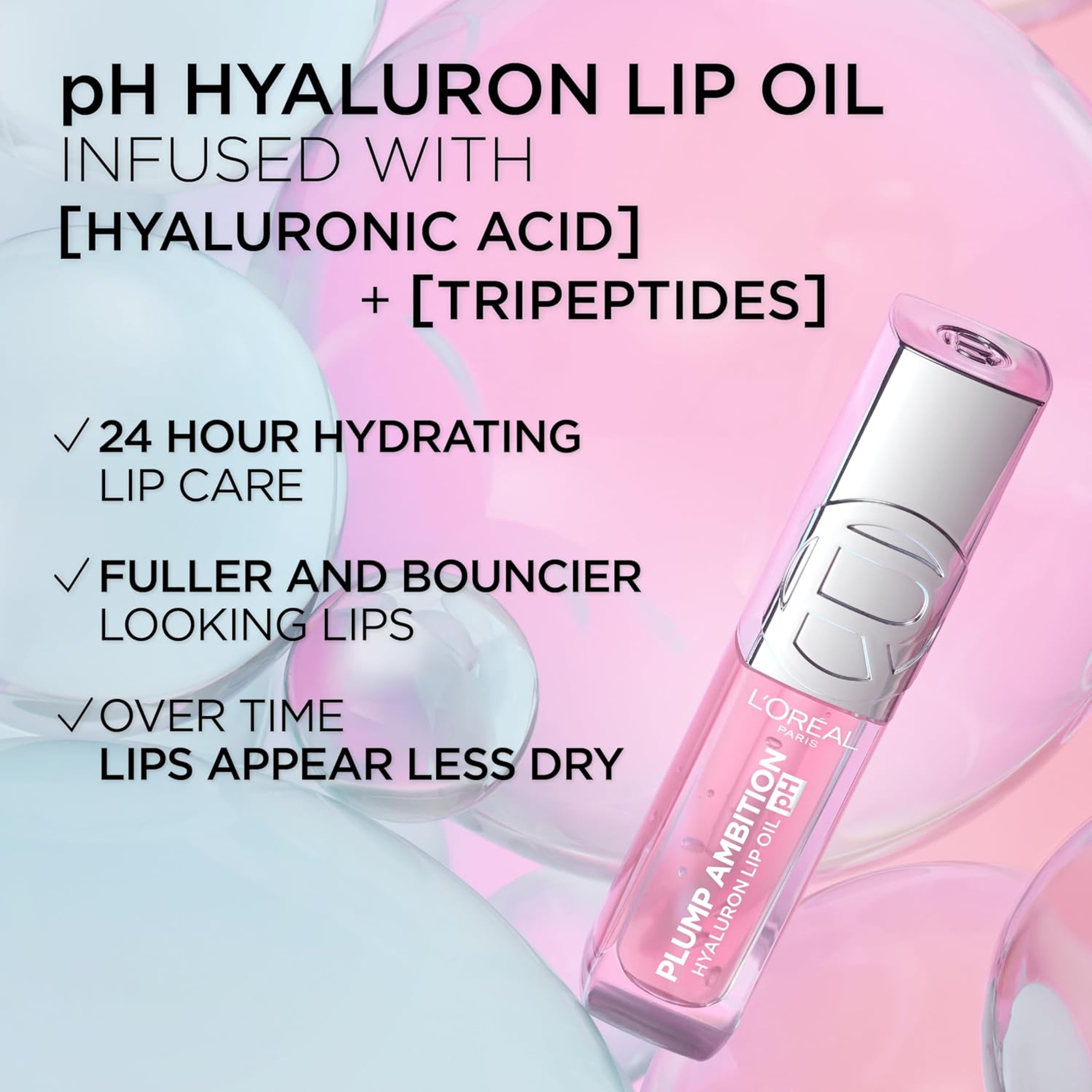 L'Oreal Paris Plump Ambition pH Hyaluron Lip Oil - Color Shifting Lip Tint - 010 pH Cristal Ice 6