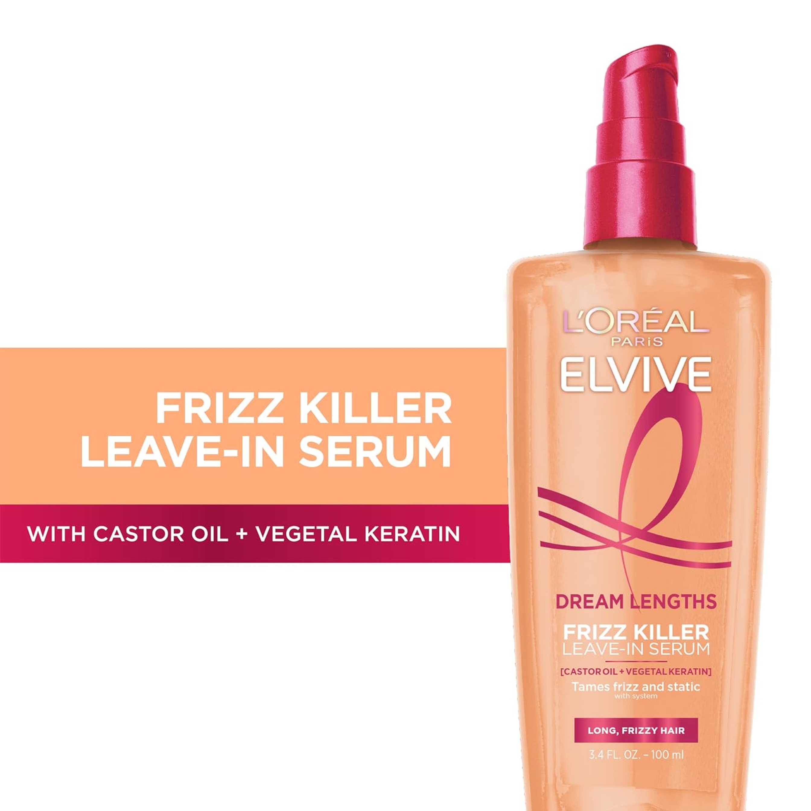 L'Oreal Paris Elvive Dream Lengths Frizz Killer Serum Leave-In - for Long, Frizzy Hair 3.4 fl.oz 2