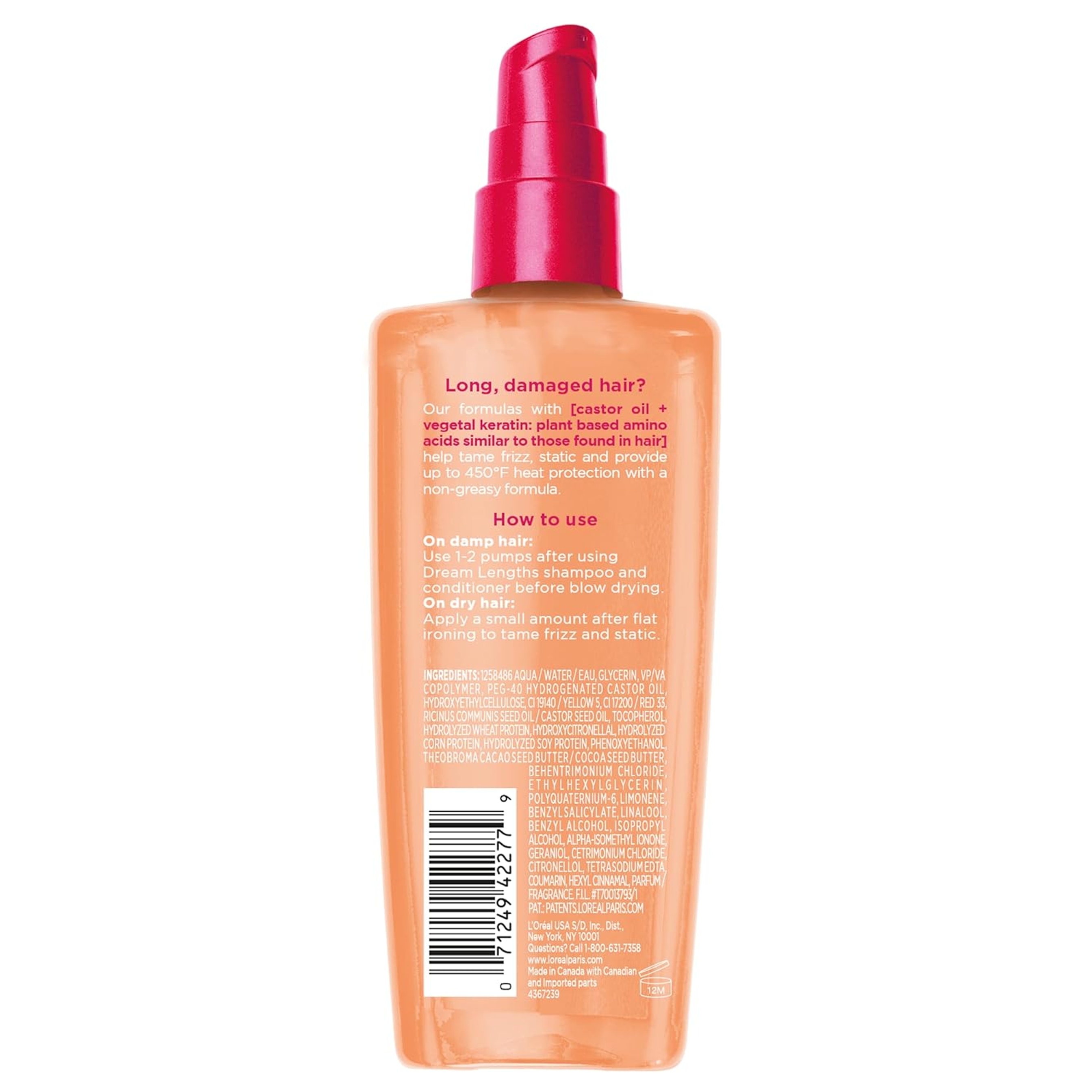 L'Oreal Paris Elvive Dream Lengths Frizz Killer Serum Leave-In - for Long, Frizzy Hair 3.4 fl.oz 8