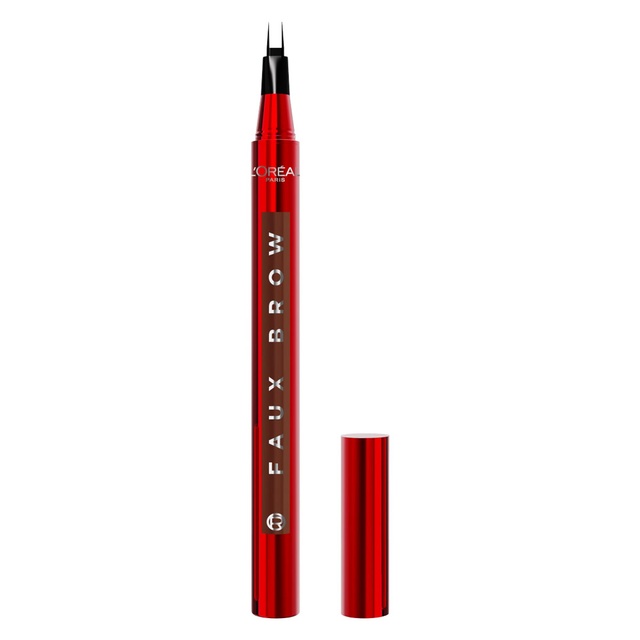 L'Oreal Paris Faux Brow Hair-Like Brow Filling Pen, Light Brunette, 1 Count - Eyebrow Pen with Double-Brush Tip
