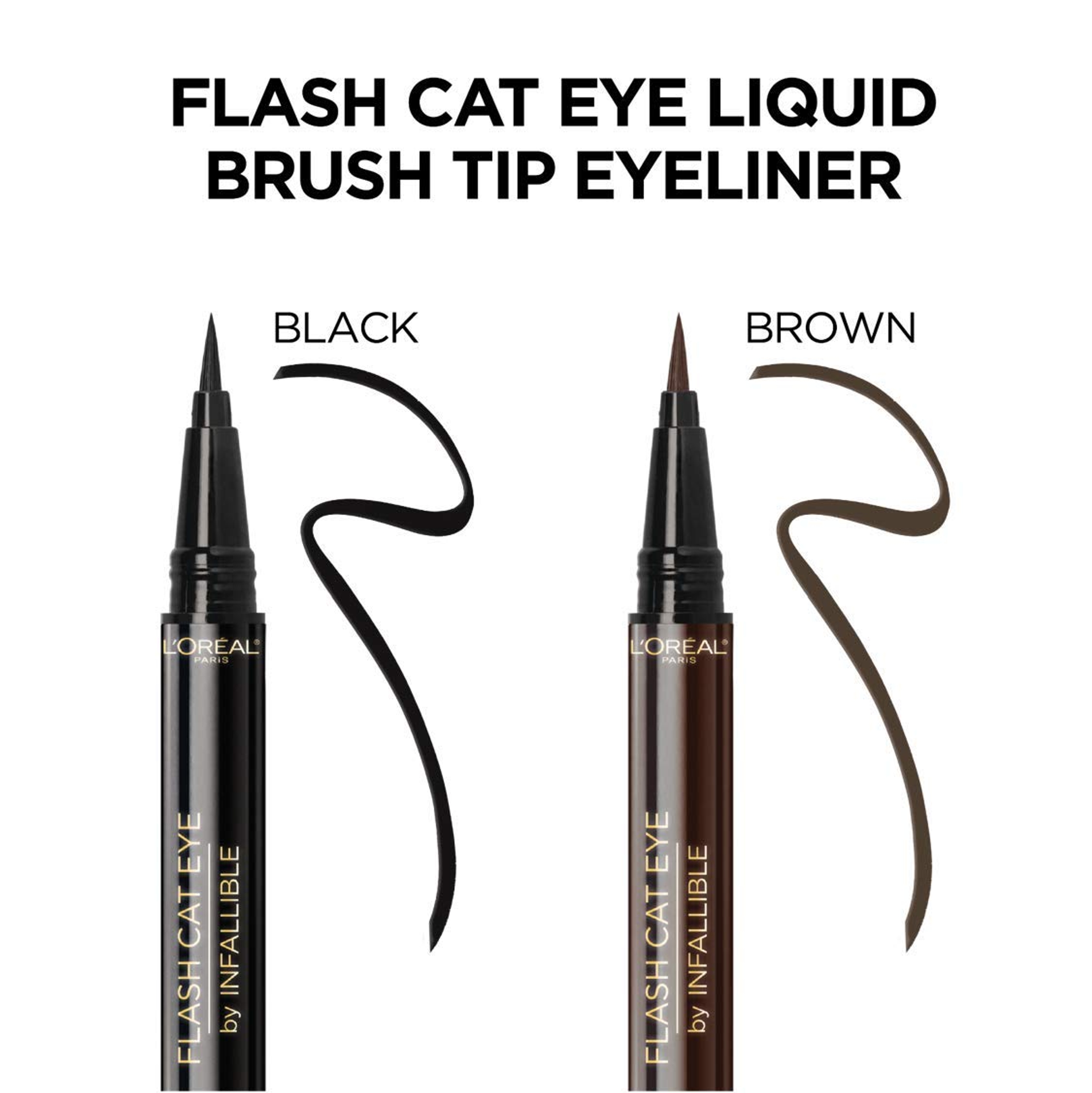 L'Oreal Paris Infallible Flash Cat Eye Liquid Eyeliner - Waterproof All Day Brush Tip Liquid Eyeliner - Black 5