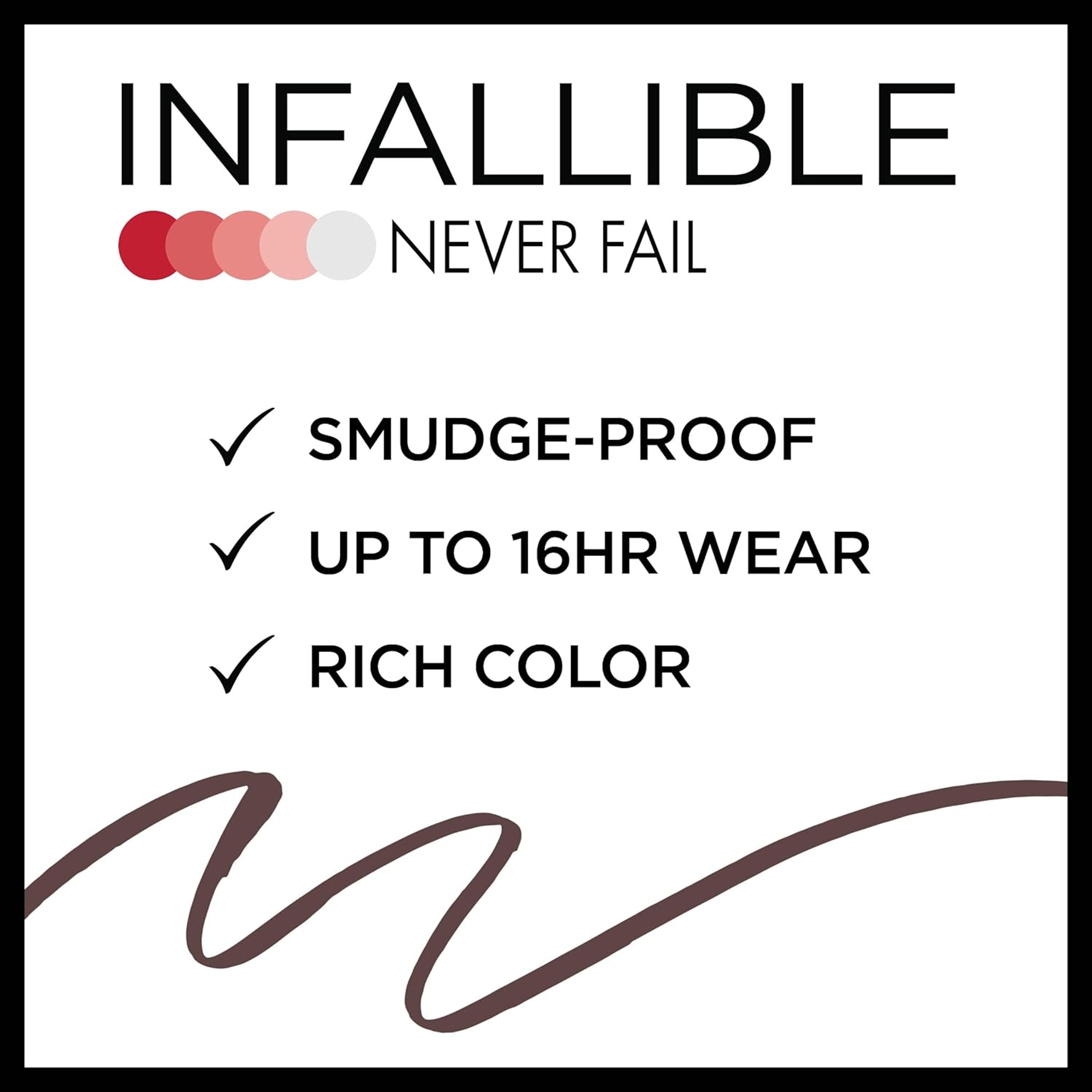 L'Oreal Paris Infallible Never Fail Eyeliner - Mechanical Pencil Eyeline with Built in Sharpener - Black Brown 3