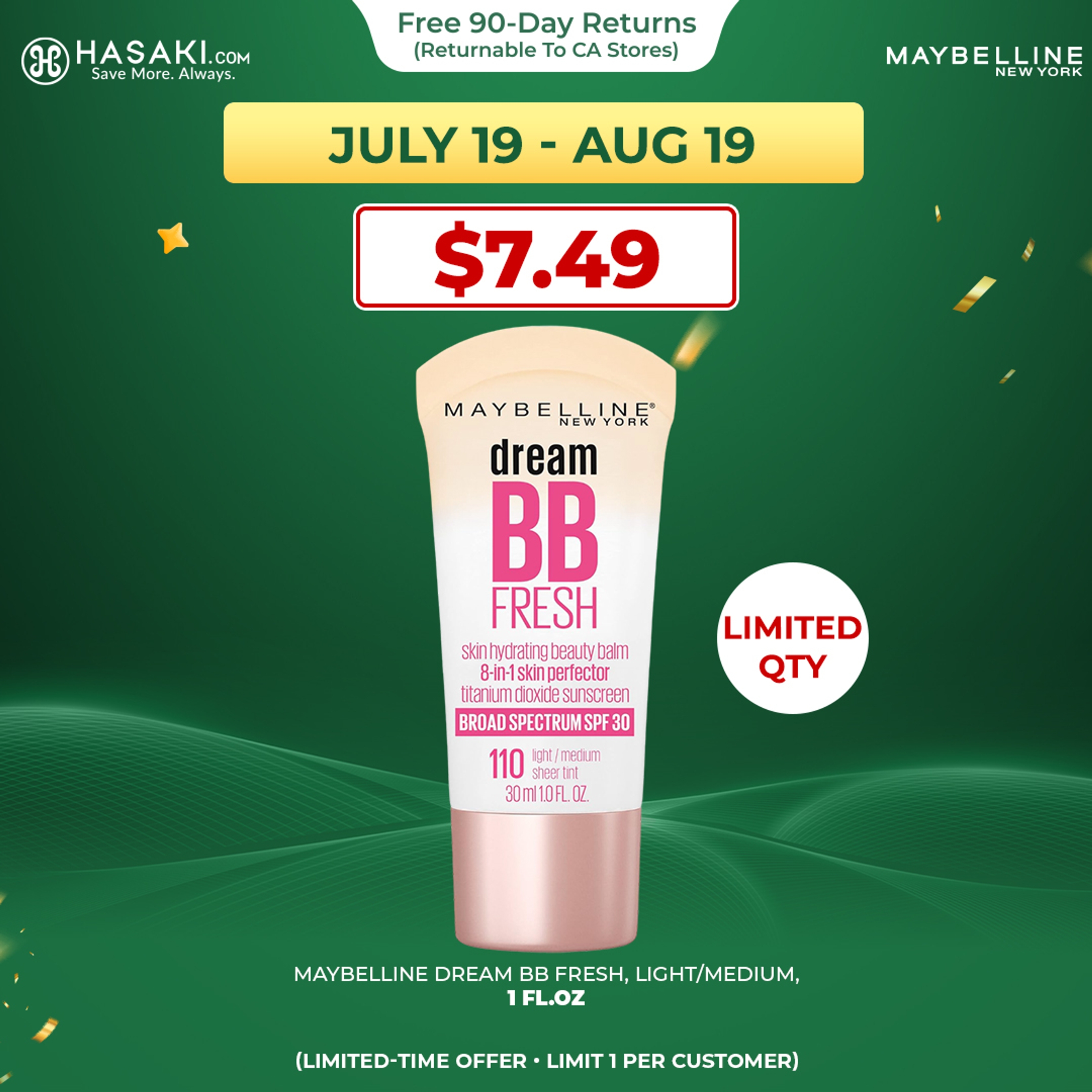 Maybelline Dream BB Fresh, Light/Medium, 1 fl.oz - Hydrating BB Cream with Broad Spectrum SPF 30 1