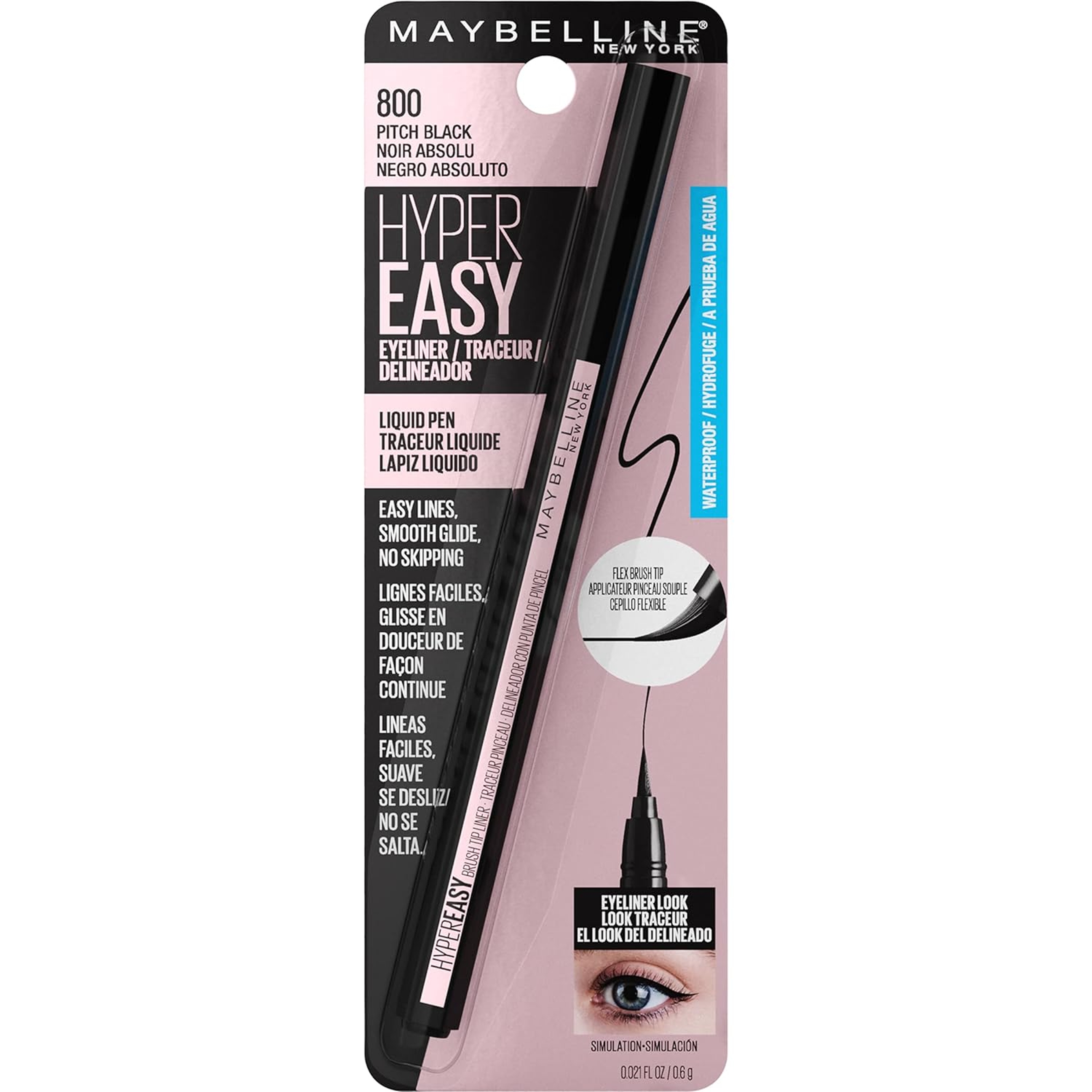 Maybelline Hyper Easy Liquid Eyeliner, Pitch Black, 1 Count - Waterproof, No-Skip Pen Eyeliner with Satin Finish 9