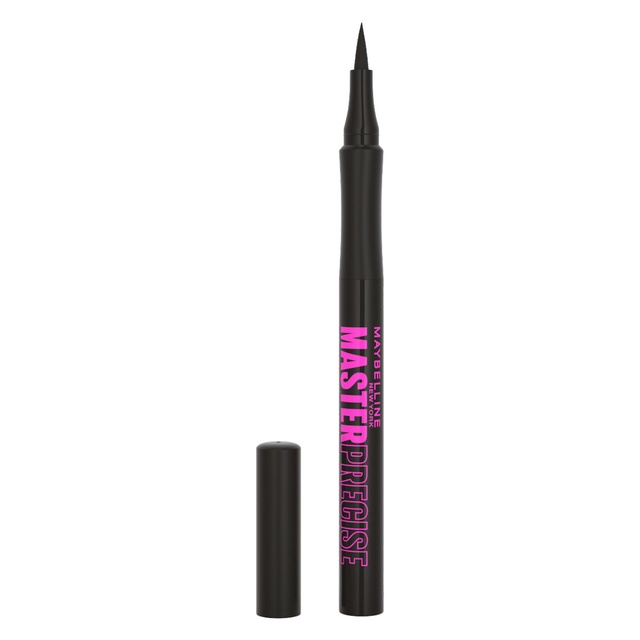 Maybelline Eyestudio Master Precise All Day Liquid Eyeliner, Satin Black, 1 Count - Long-lasting Waterproof Eyeliner