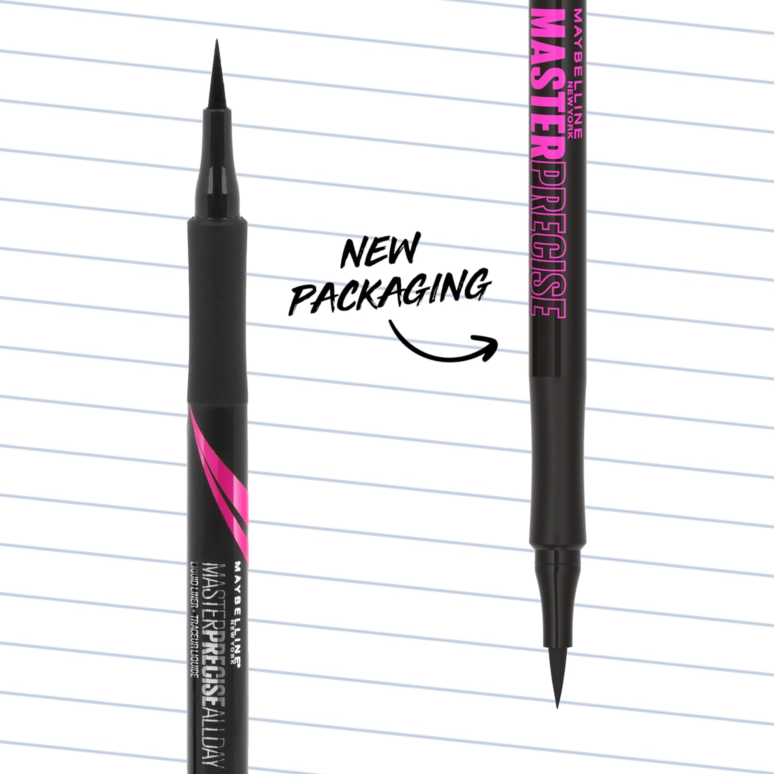 Maybelline Eyestudio Master Precise All Day Liquid Eyeliner - Long-lasting Waterproof Eyeliner - Satin Black 2