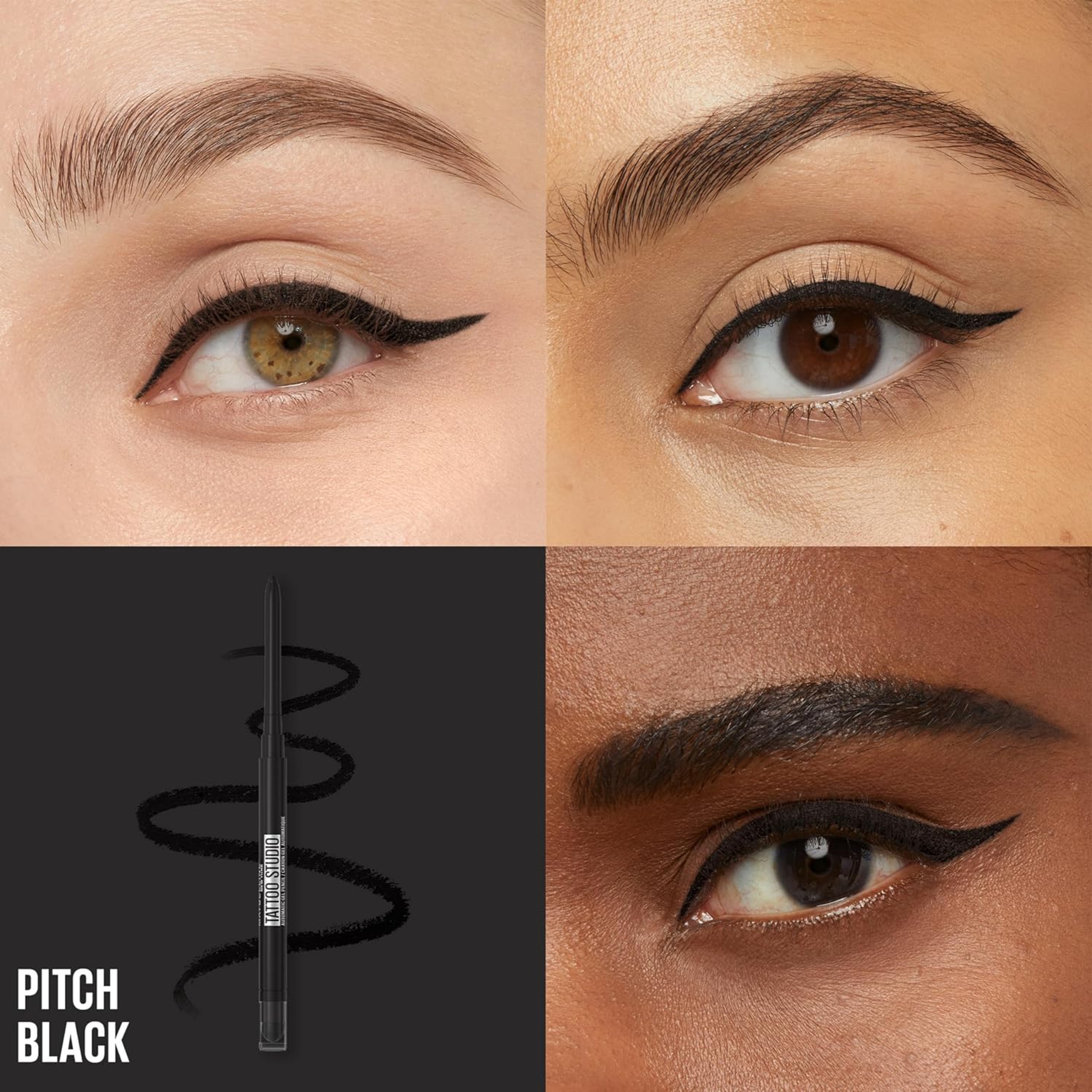 Maybelline Tattoo Studio Automatic Gel Pencil Eyeliner, Pitch Black, 1 Count - Matte Eyeliner for Up to 36HR Wear 3