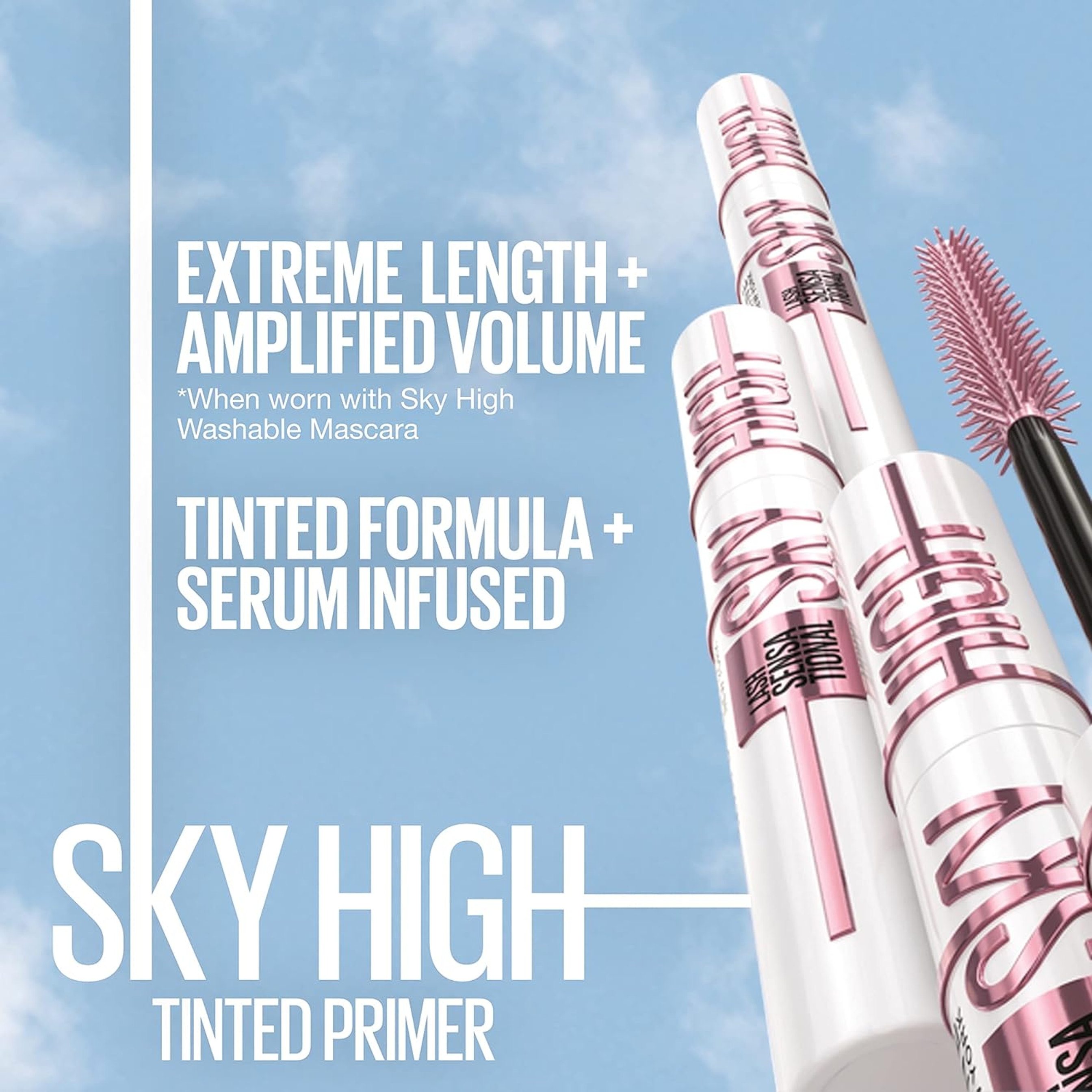 Maybelline Lash Sensational Sky High Tinted Primer Mascara, Soft Black, 1 Count - Extended Length & Volume 3