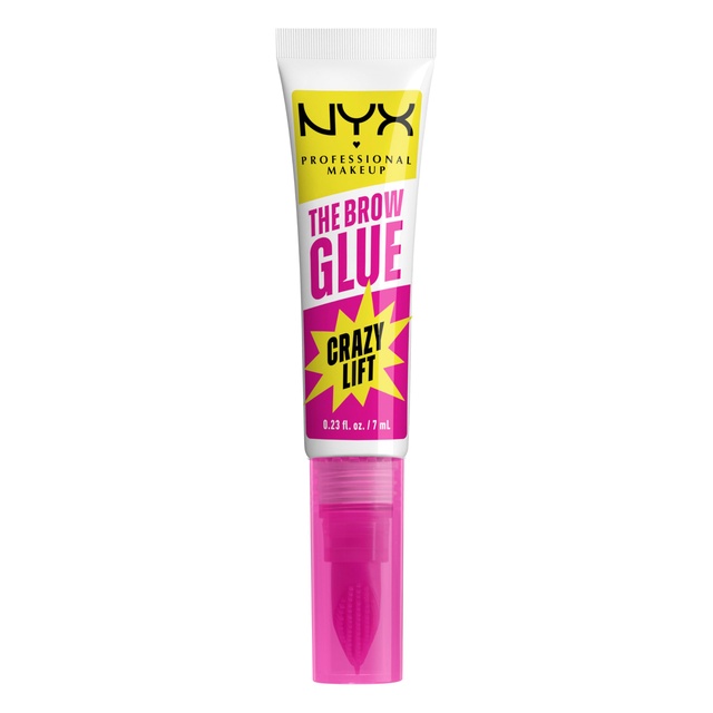 NYX Professional Makeup The Brow Glue Crazy Lift, Clear, 0.23 fl.oz - Strong Hold Brow Lamination Gel with Built-In Styling Comb