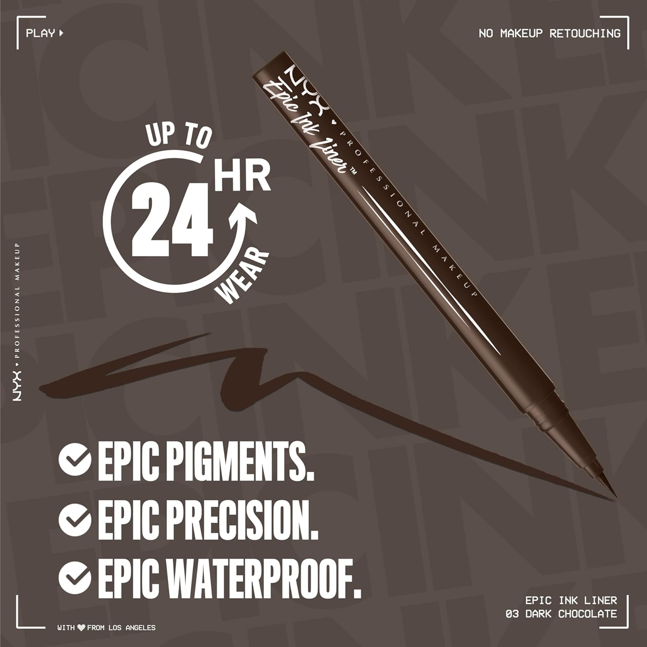 NYX Professional Makeup Epic Ink Liner, Dark Chocolate, 1 Count - Waterproof Liquid Eyeliner with Vegan Formula 5