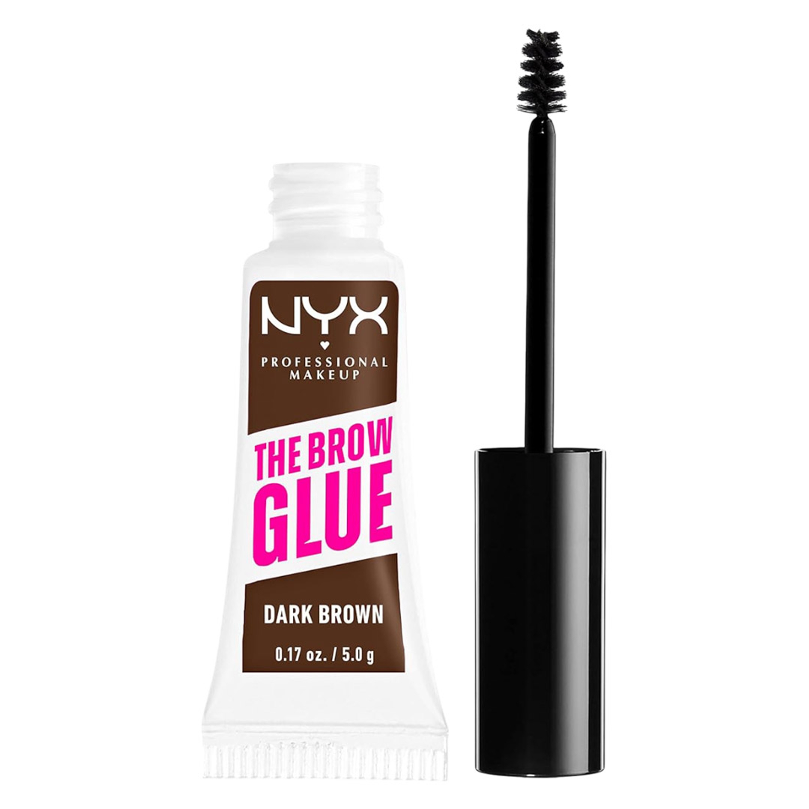 NYX Professional Makeup The Brow Glue, Dark Brown, 0.17 oz - Extreme Hold Eyebrow Gel 1