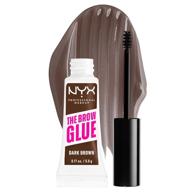 NYX Professional Makeup The Brow Glue, Dark Brown, 0.17 oz - Extreme Hold Eyebrow Gel