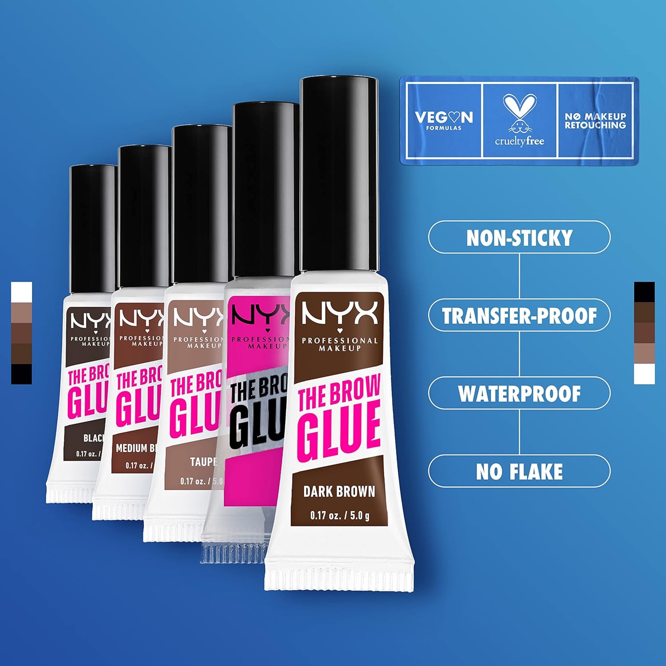 NYX Professional Makeup The Brow Glue, Dark Brown, 0.17 oz - Extreme Hold Eyebrow Gel 4