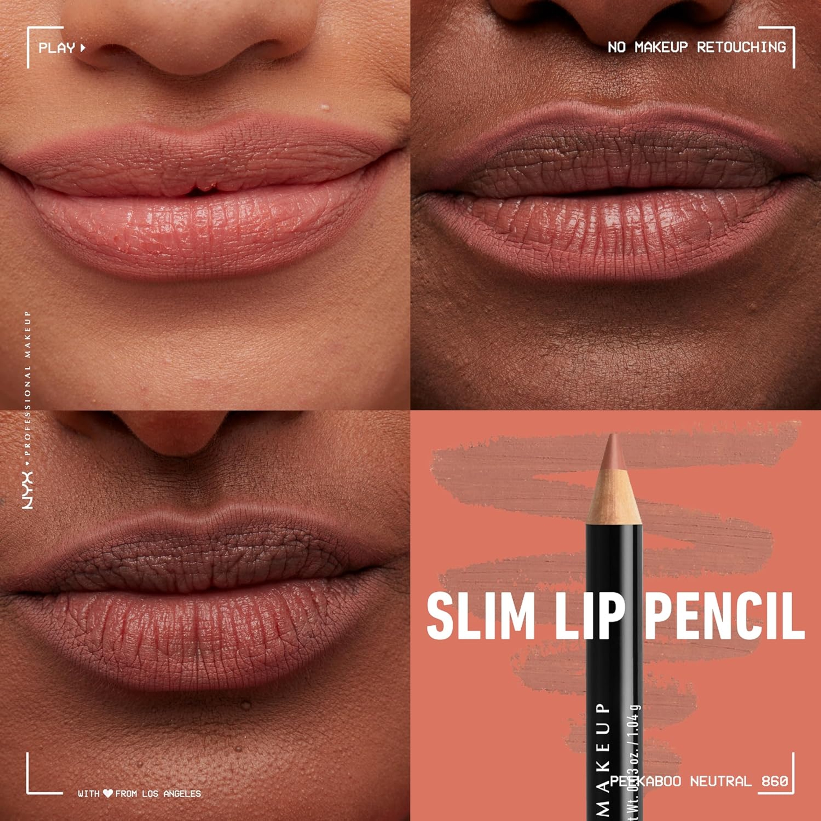 NYX Professional Makeup Slim Lip Pencil, Peakaboo Neutral, 0.03 oz - Long-Lasting Creamy Lip Liner 2