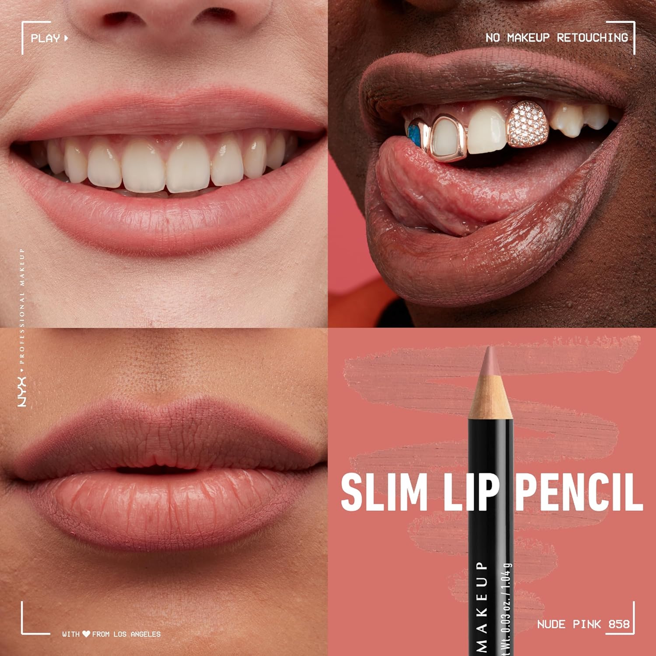 NYX Professional Makeup Slim Lip Pencil, Nude Pink, 0.03 oz - Long-Lasting Creamy Lip Liner 2