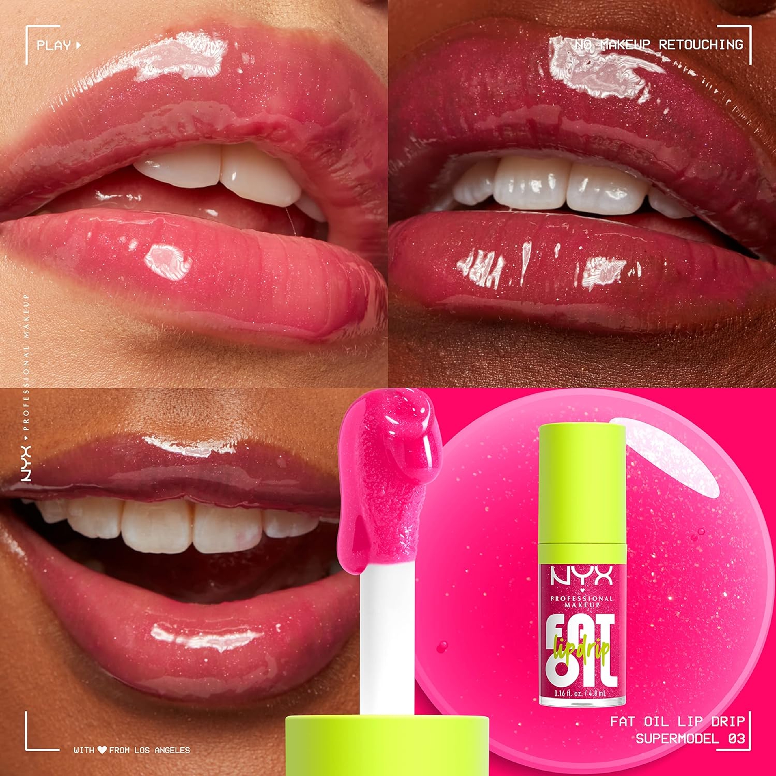 NYX Professional Makeup Fat Oil Lip Drip, Supermodel, 0.16 fl.oz - Moisturizing Lip Oil Gloss with Up to 12HR Hydration 3