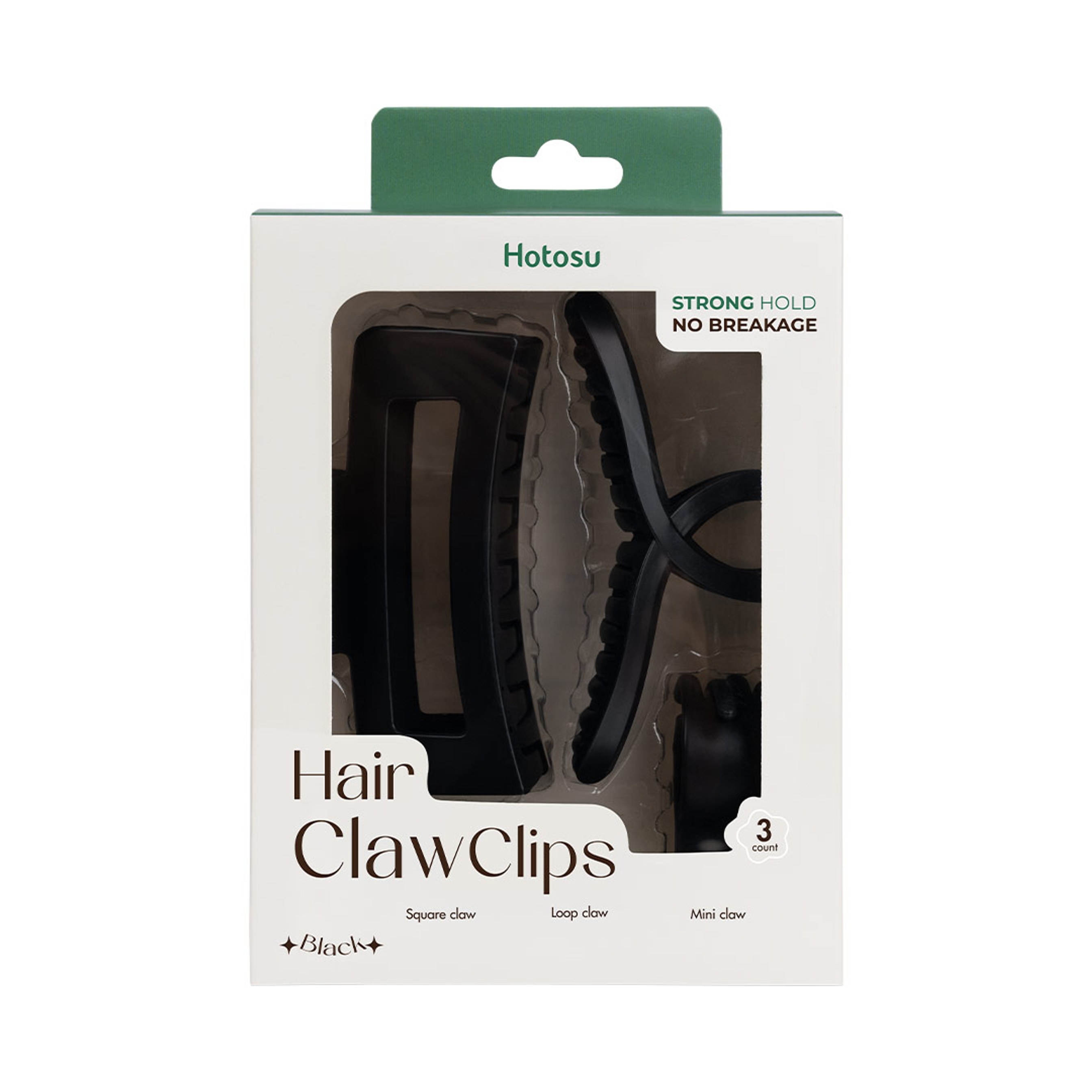 Hotosu Hair Claw Clips, Black, 3 Count - Strong Hold No Breakage 1