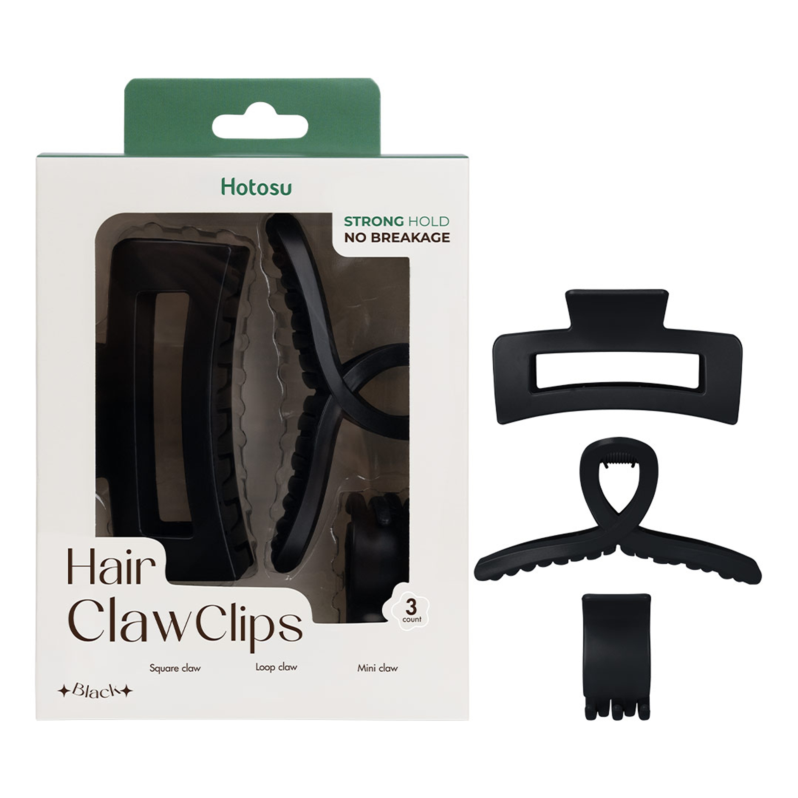 Hotosu Hair Claw Clips, Black, 3 Count - Strong Hold No Breakage 7