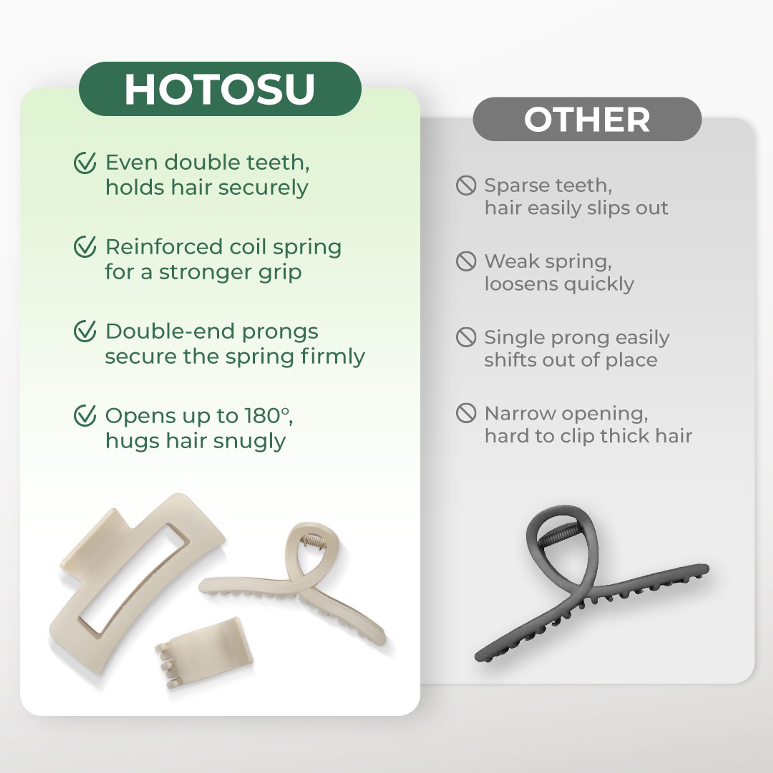 Hotosu Hair Claw Clips, Black, 3 Count - Strong Hold No Breakage 6
