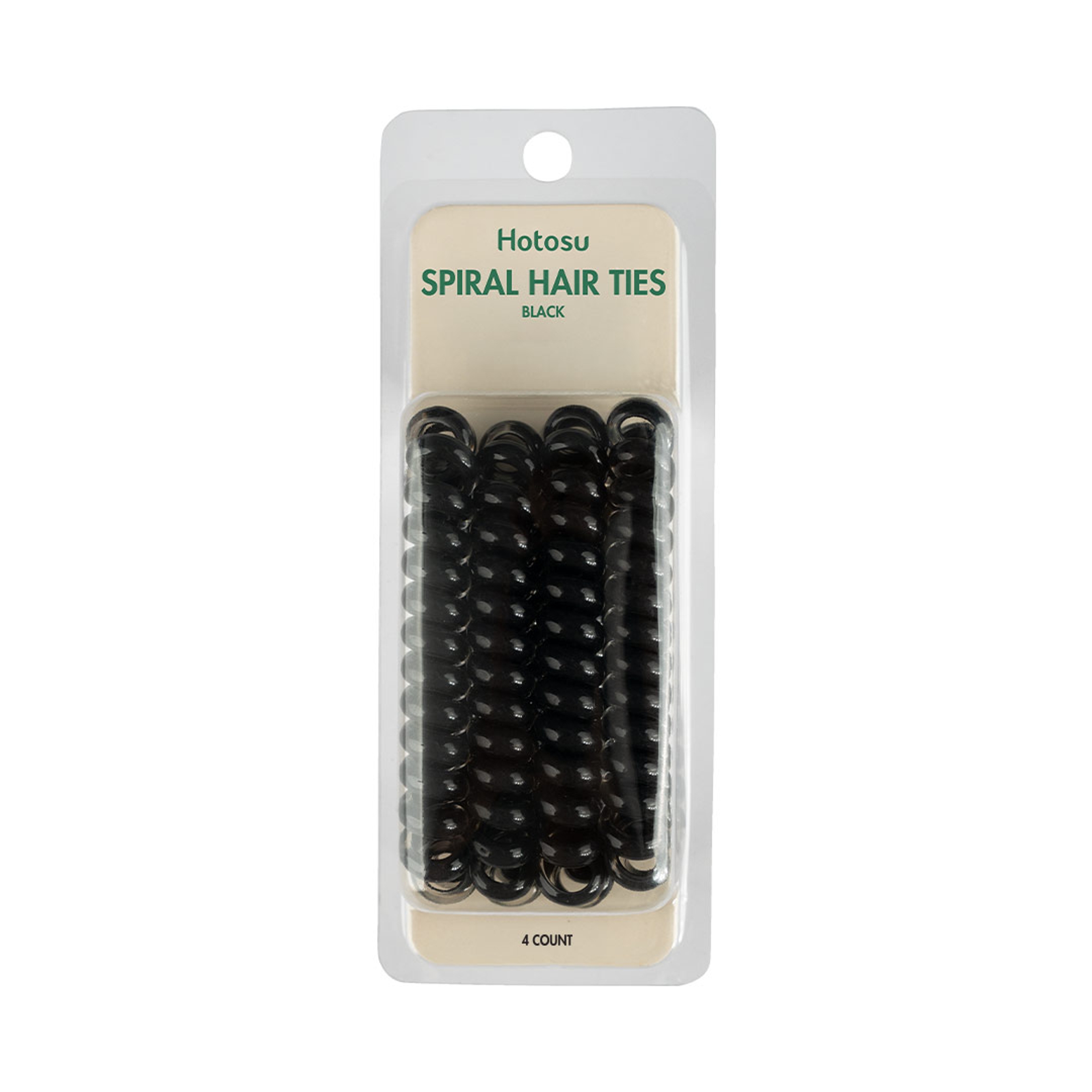 Hotosu Spiral Hair Ties, Black, 4 Count - Secure Hold, Gentle On Hair 1