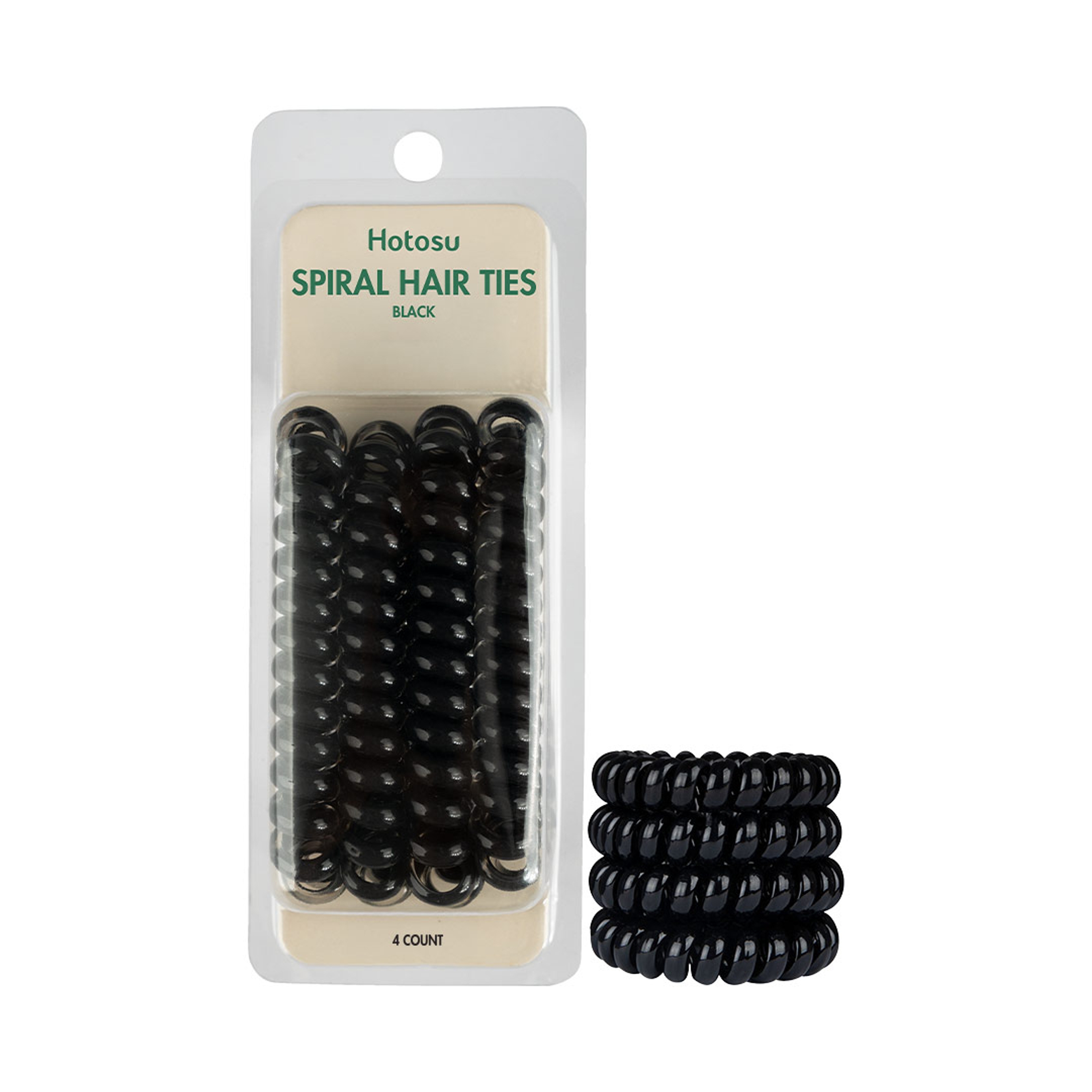 Hotosu Spiral Hair Ties, Black, 4 Count - Secure Hold, Gentle On Hair 7