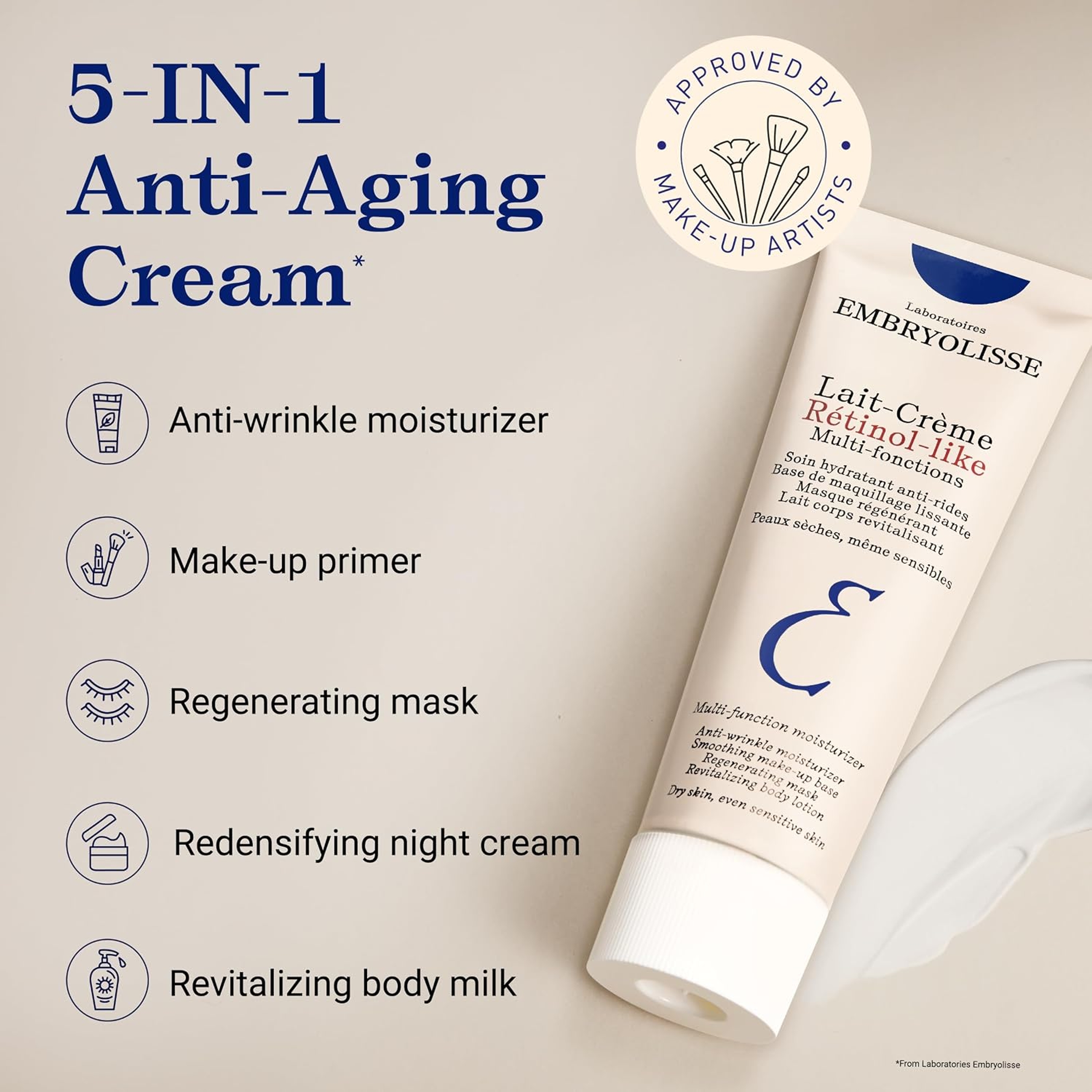 Embryolisse Lait-Crème Retinol-Like 2.54 fl.oz - Anti-Aging Moisturizer, Reduces Fine Lines & Wrinkles for Sensitive Skin 5