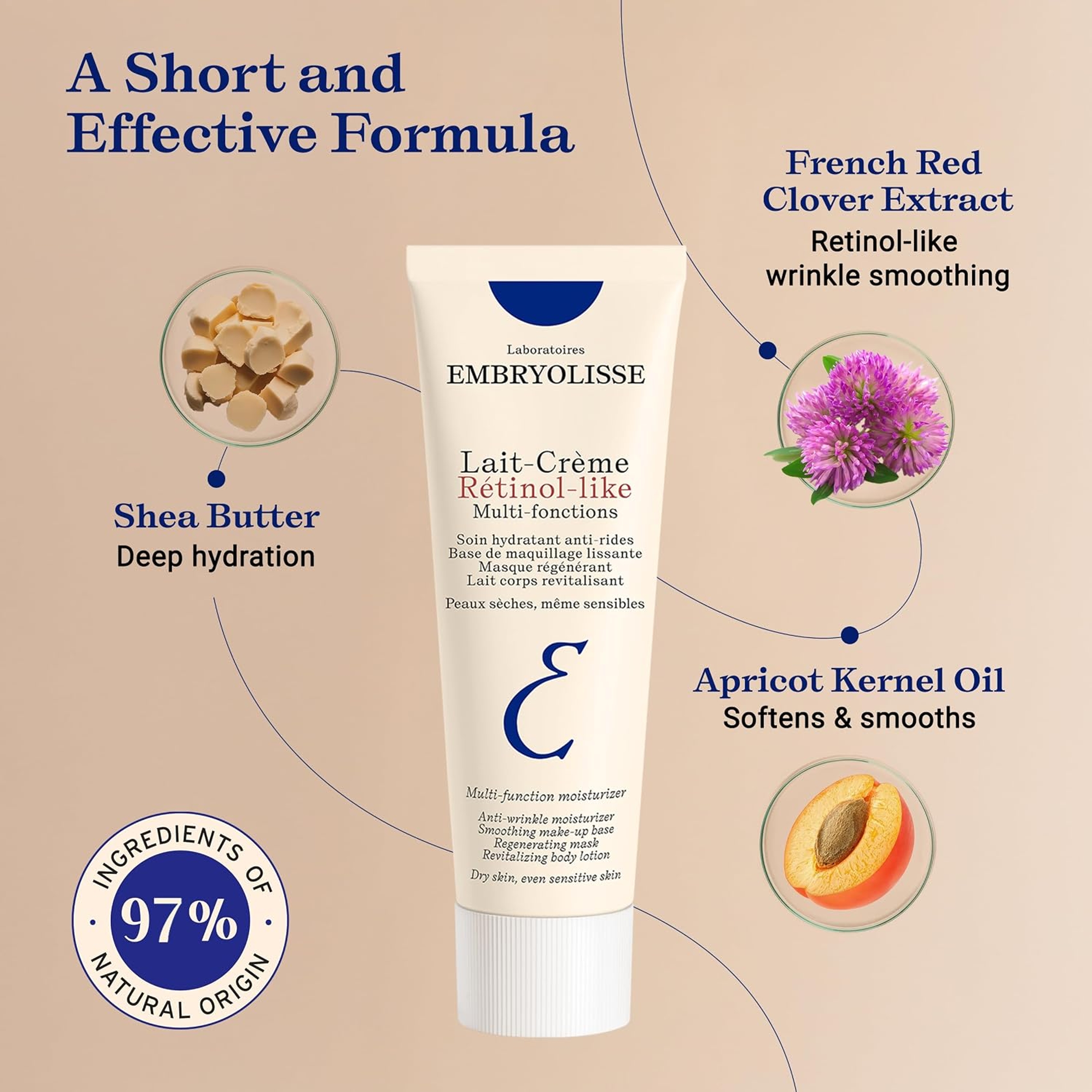 Embryolisse Lait-Crème Retinol-Like 2.54 fl.oz - Anti-Aging Moisturizer, Reduces Fine Lines & Wrinkles for Sensitive Skin 6
