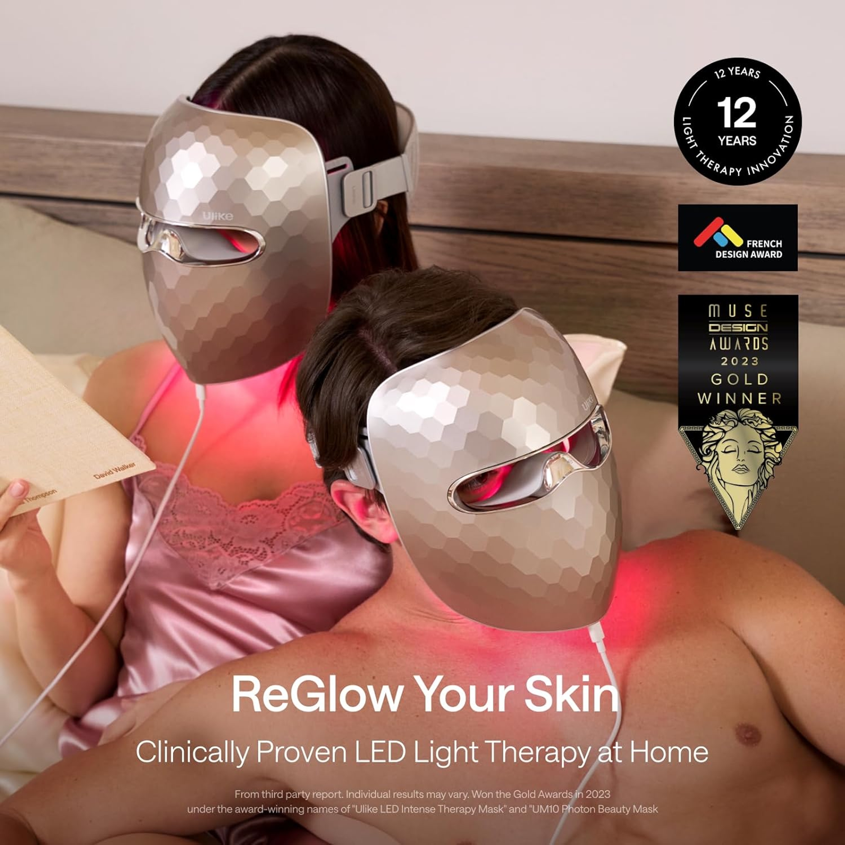 Ulike ReGlow LED Light Therapy Mask, Champagne Gold, 1 Count - Infrared Light Therapy for Face 2