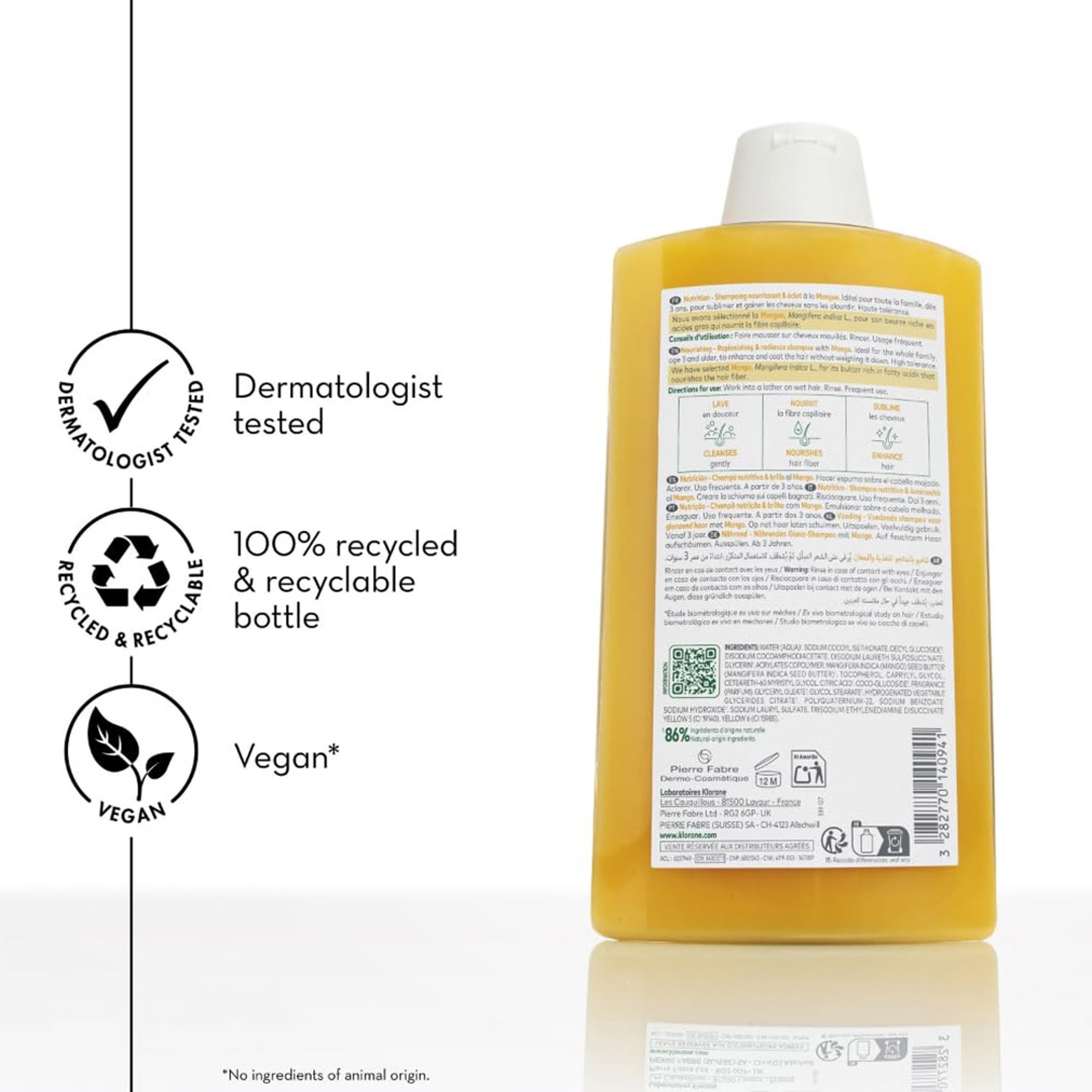 Klorane Nourishing Shampoo with Mango Butter - Replenishing & Radiance Shampoo for Dry Hair 13.5 fl.oz 6