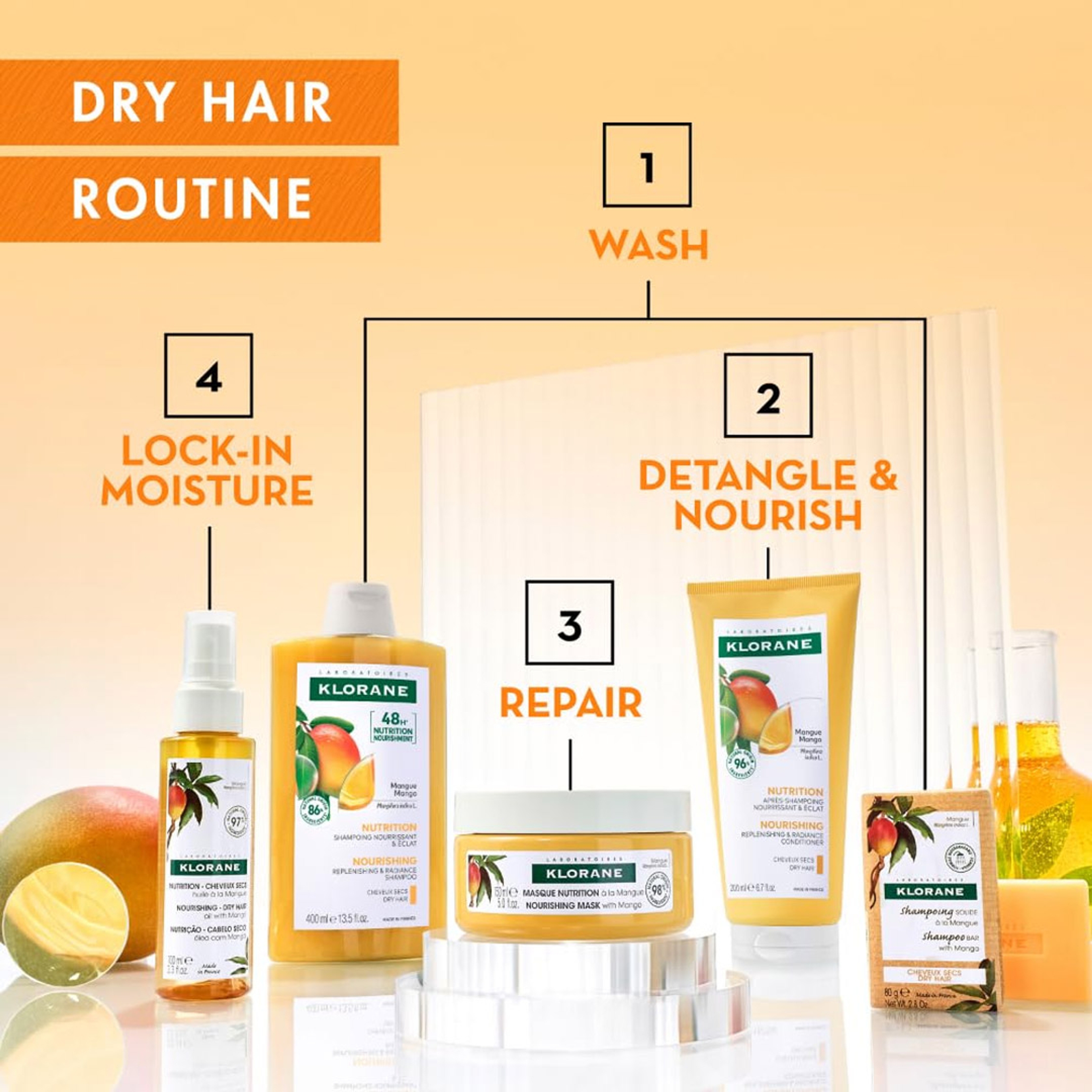 Klorane Nourishing Shampoo with Mango Butter - Replenishing & Radiance Shampoo for Dry Hair 13.5 fl.oz 7