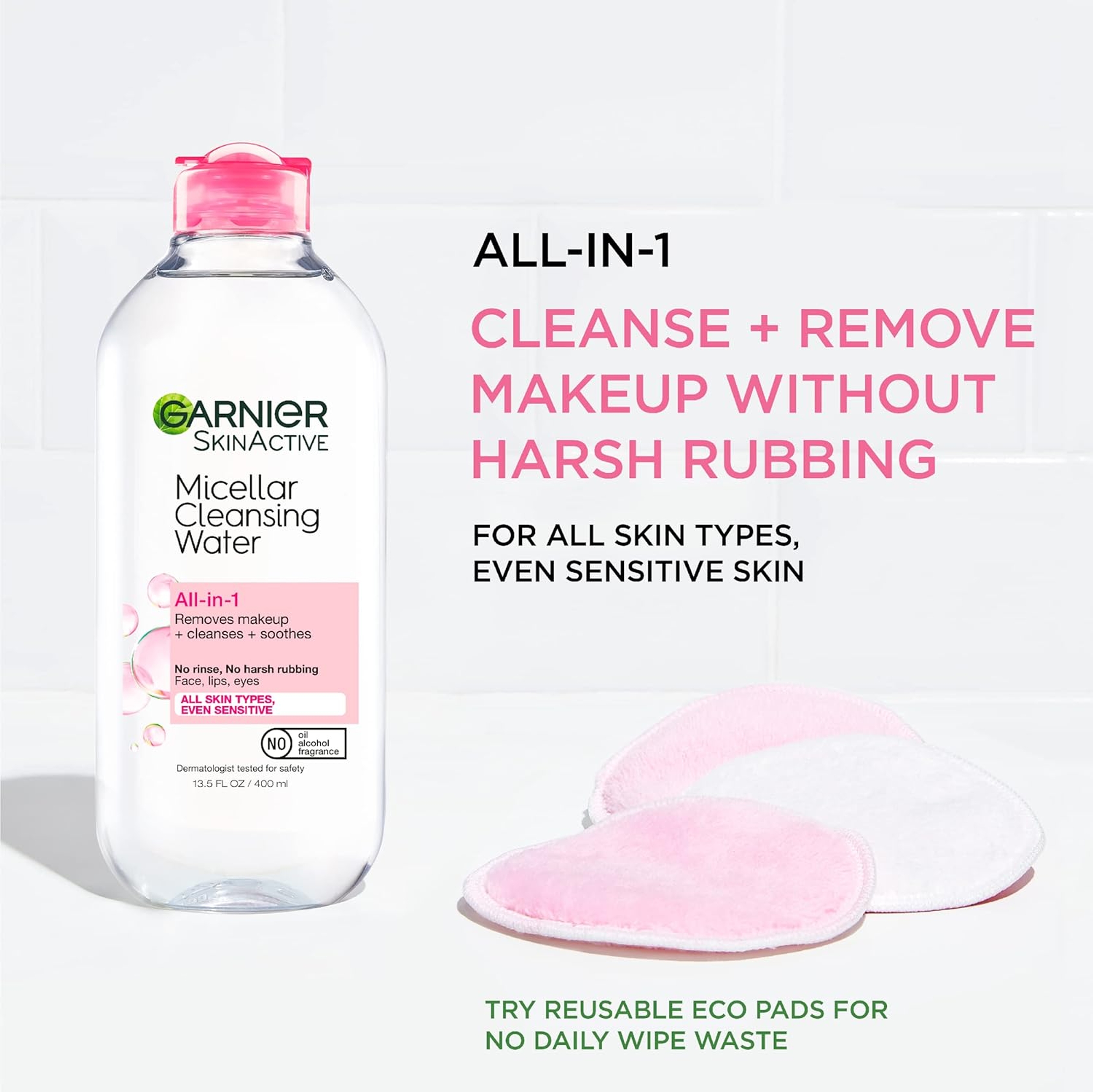 Garnier Micellar Cleansing Water All-in-1 3.4 fl.oz - Hydrating Facial Cleanser & Makeup Remover for Sensitive Skin 2