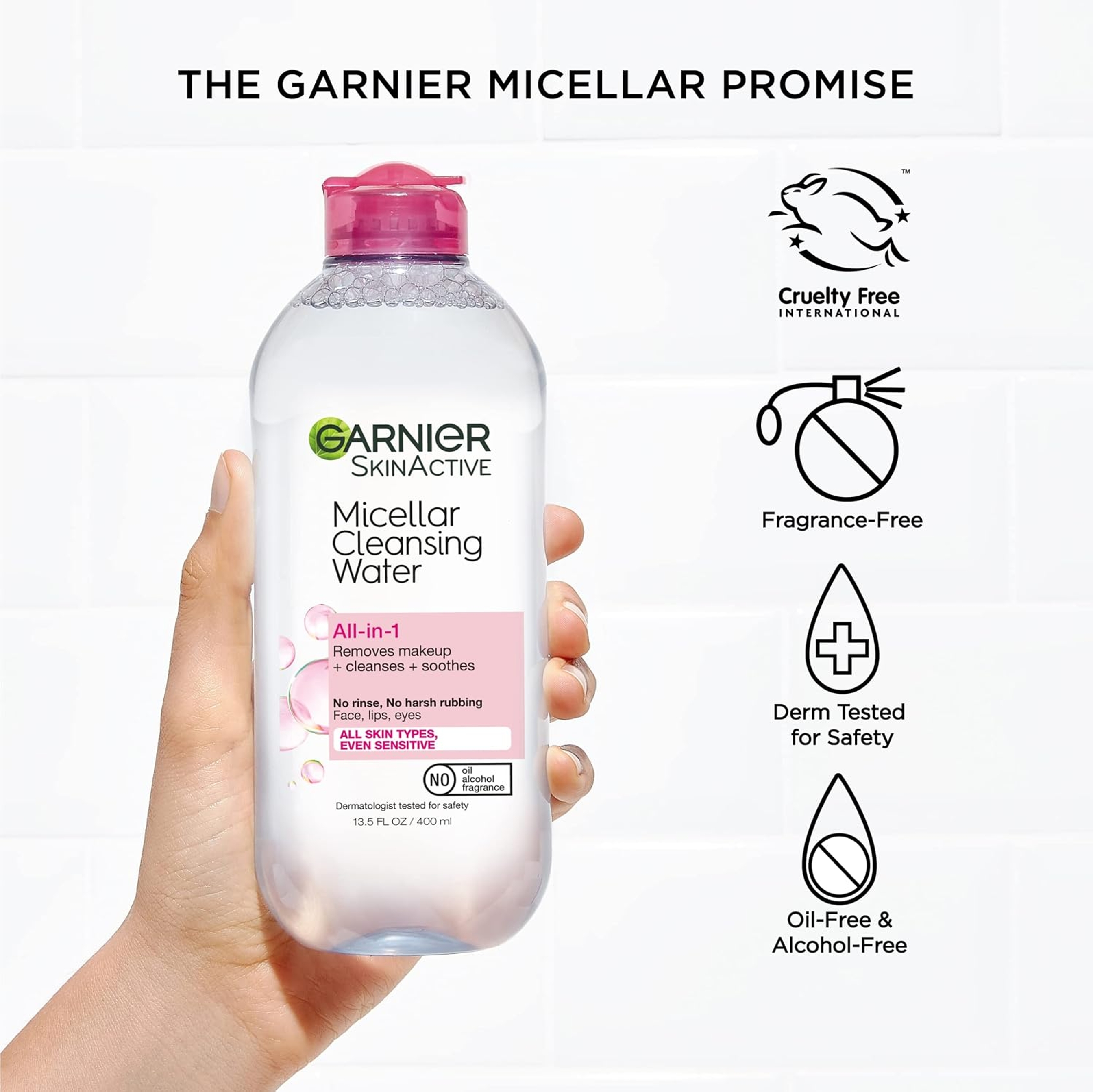Garnier Micellar Cleansing Water All-in-1 3.4 fl.oz - Hydrating Facial Cleanser & Makeup Remover for Sensitive Skin 5