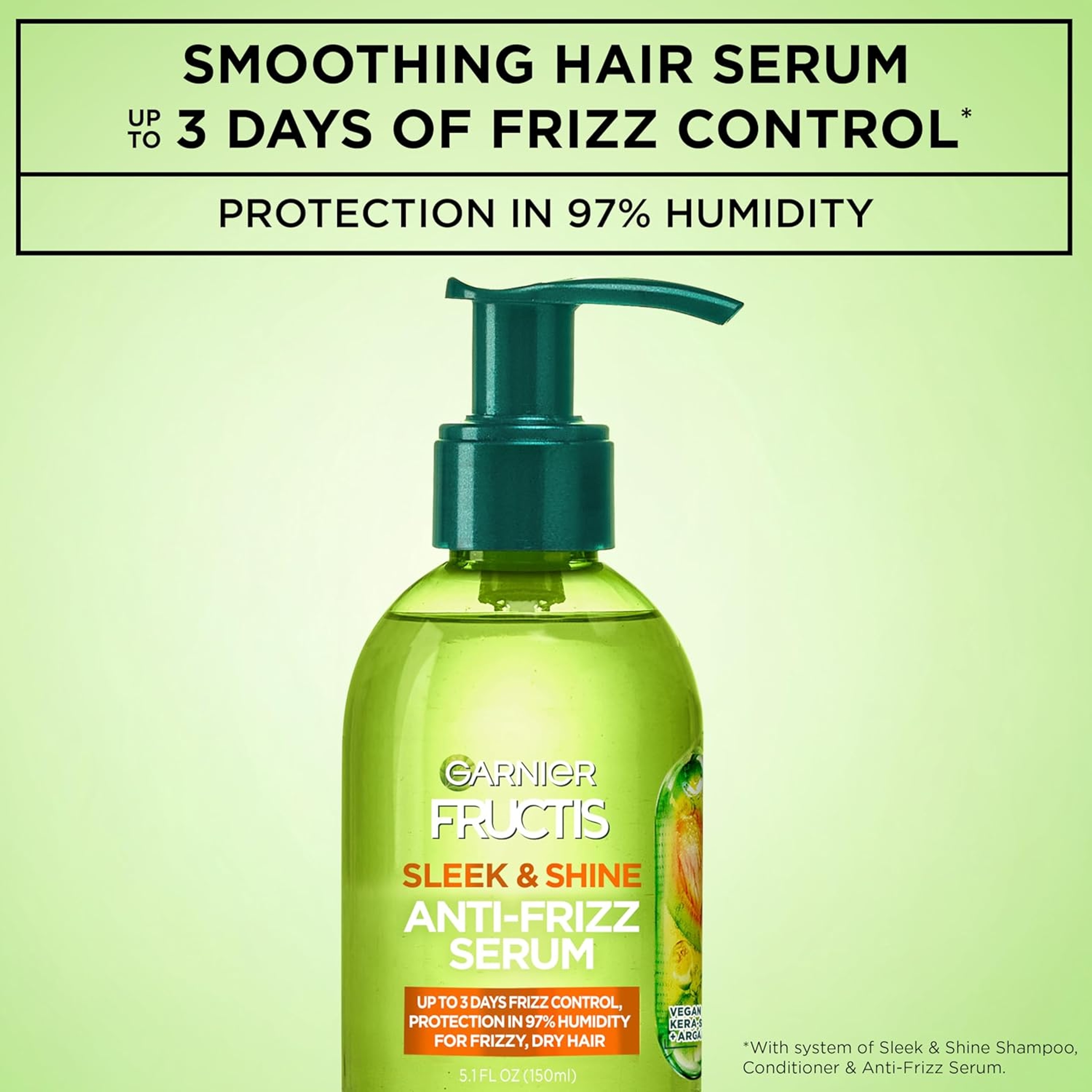 Garnier Fructis Sleek & Shine Anti-Frizz Serum 5.1 fl.oz - Leave-In Argan Oil Infused Formula for Frizzy & Dry Hair 3