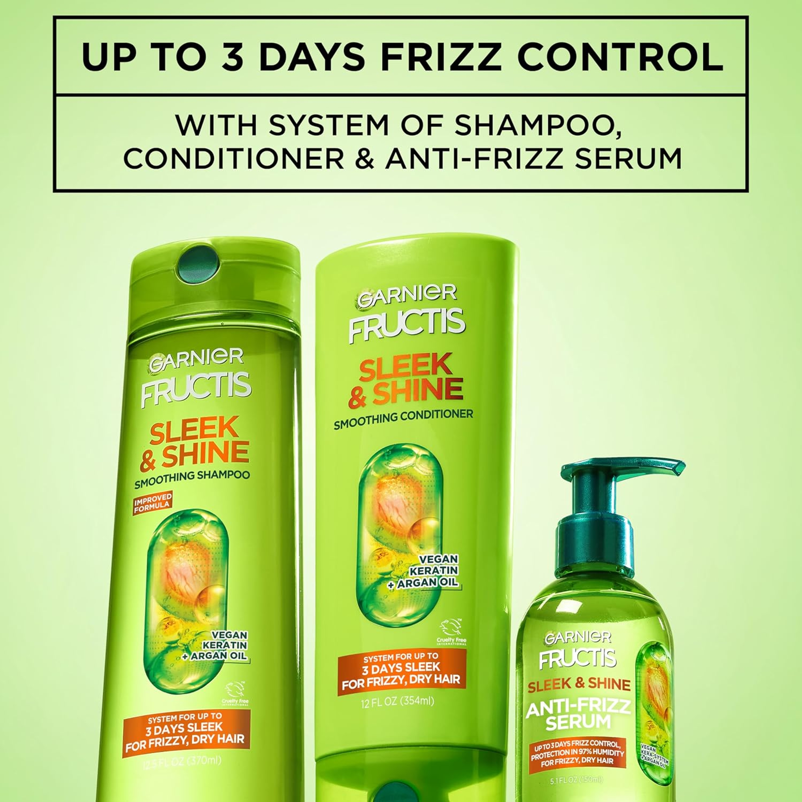 Garnier Fructis Sleek & Shine Anti-Frizz Serum 5.1 fl.oz - Leave-In Argan Oil Infused Formula for Frizzy & Dry Hair 6