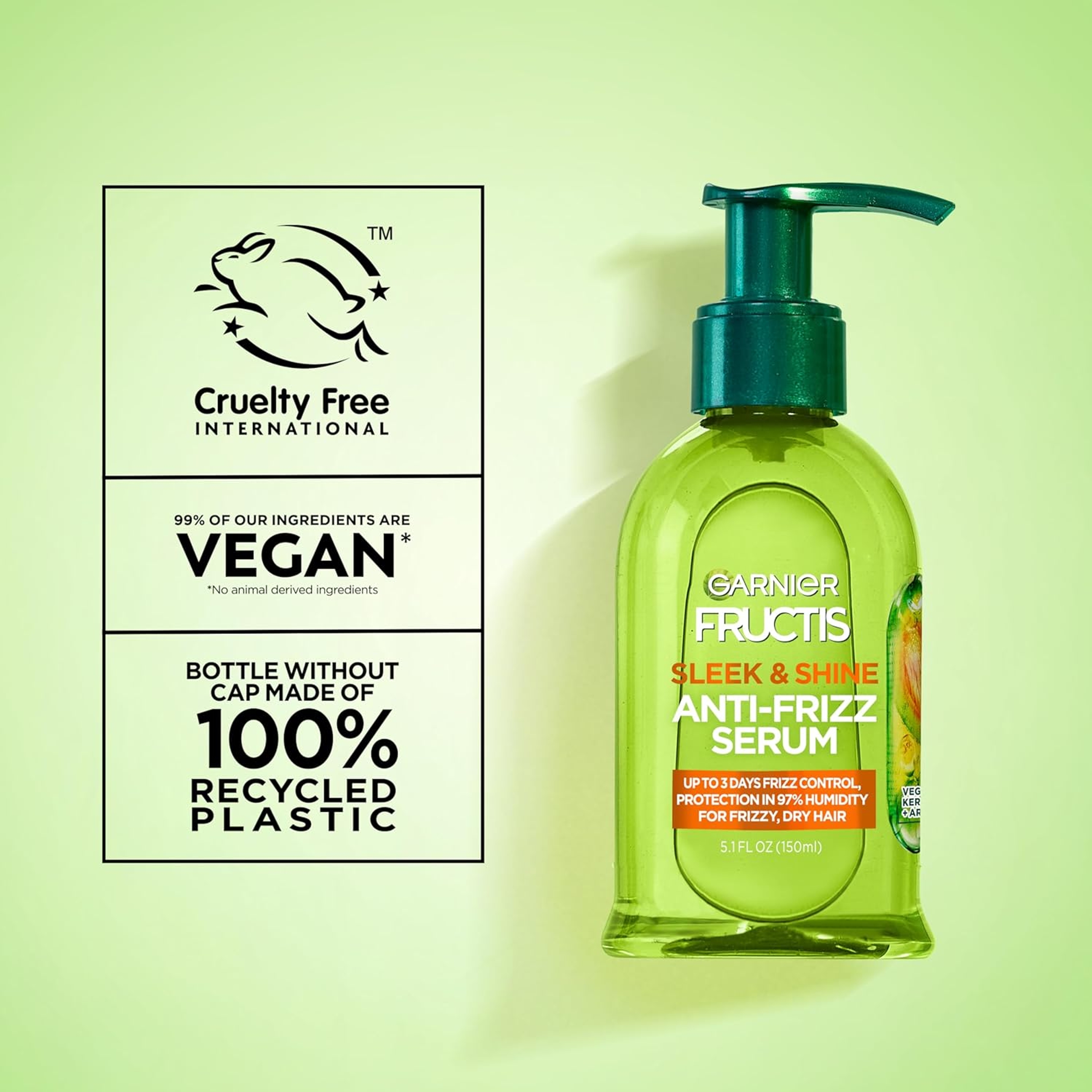Garnier Fructis Sleek & Shine Anti-Frizz Serum 5.1 fl.oz - Leave-In Argan Oil Infused Formula for Frizzy & Dry Hair 9