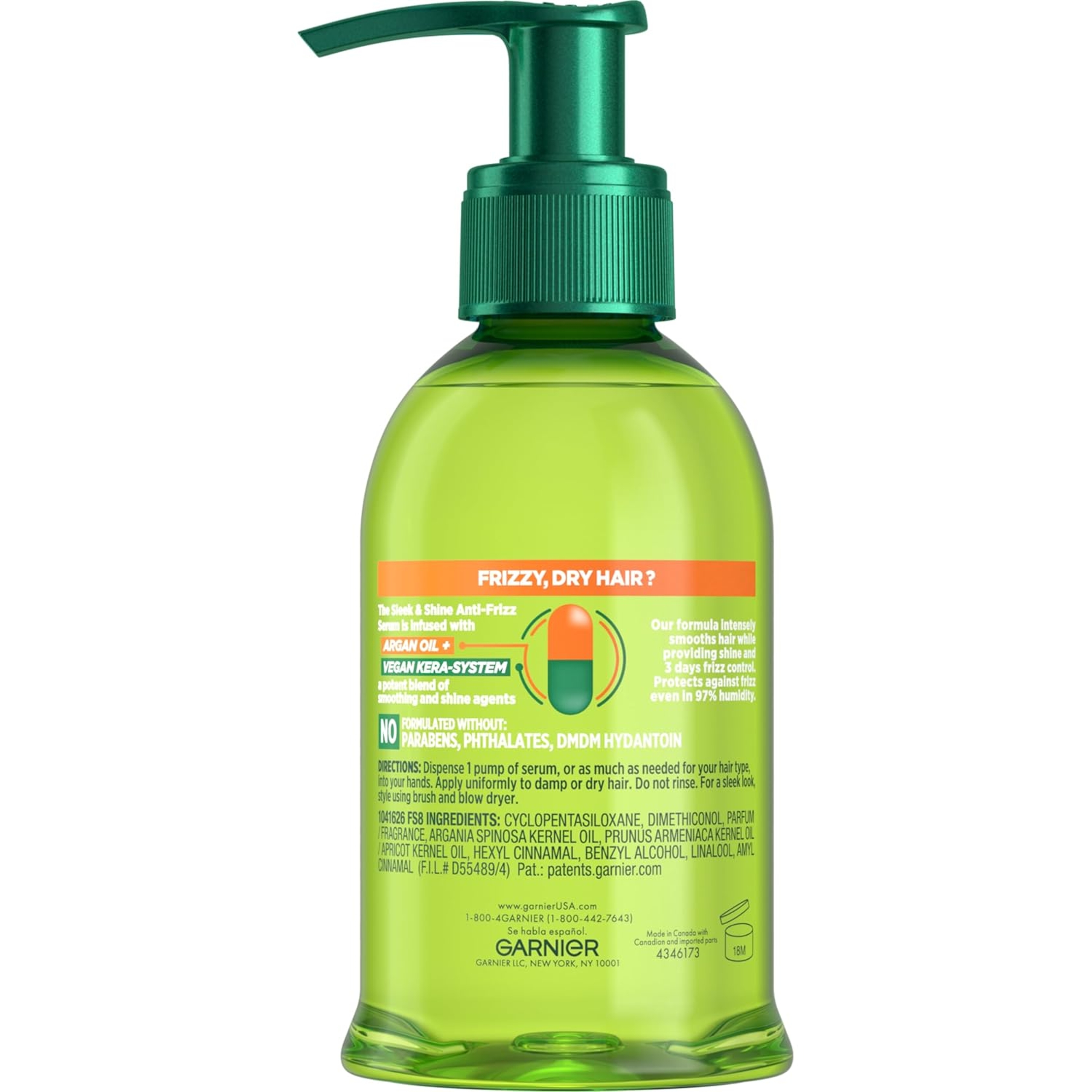 Garnier Fructis Sleek & Shine Anti-Frizz Serum 5.1 fl.oz - Leave-In Argan Oil Infused Formula for Frizzy & Dry Hair 11