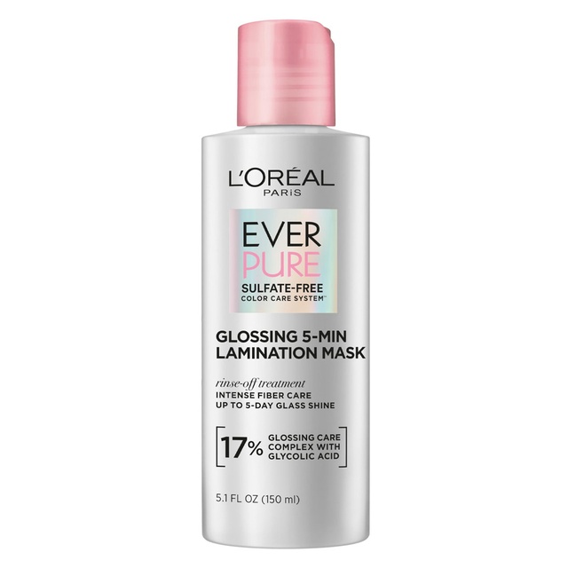 L'Oreal Paris EverPure Sulfate-Free Glossing 5-Min Lamination Hair Mask 5.1 fl.oz - Rinse-Off Treatment for Shiny Hair