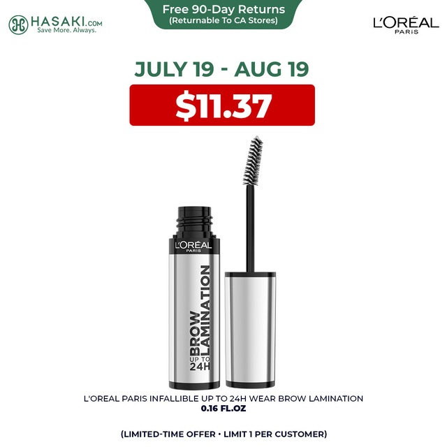 L'Oreal Paris Infallible Up To 24HR Brow Lamination 0.16 fl.oz - Water-Resistant Longwear Eyebrow Gel