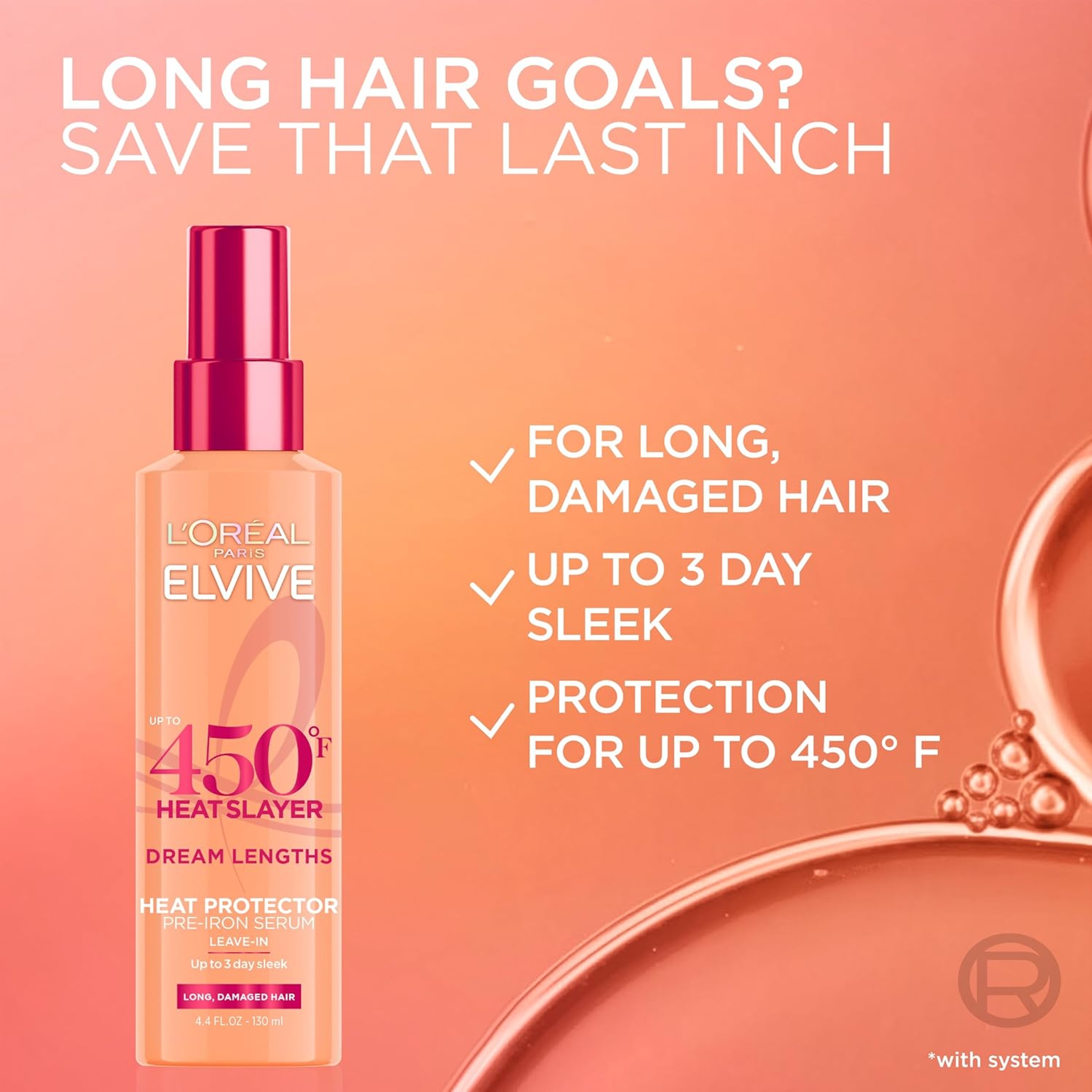 L'Oreal Paris Elvive Dream Lengths Heat Slayer Pre-Iron Spray 4.4 fl.oz - For Long, Damaged Hair 5