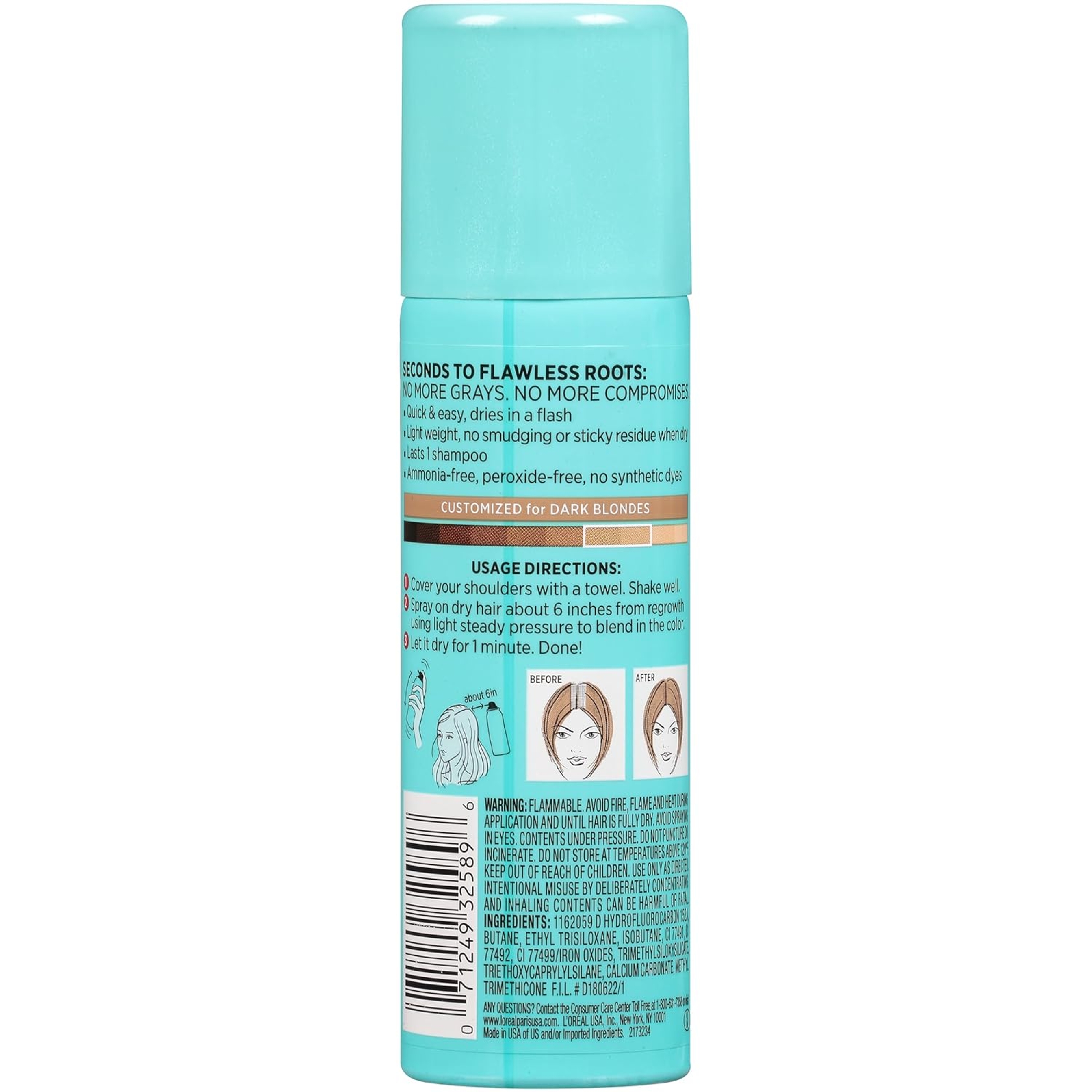 L'Oreal Paris Magic Root Cover Up, Dark Blonde, 2 oz - Root Touch-Up Spray for Gray Root Coverage 12