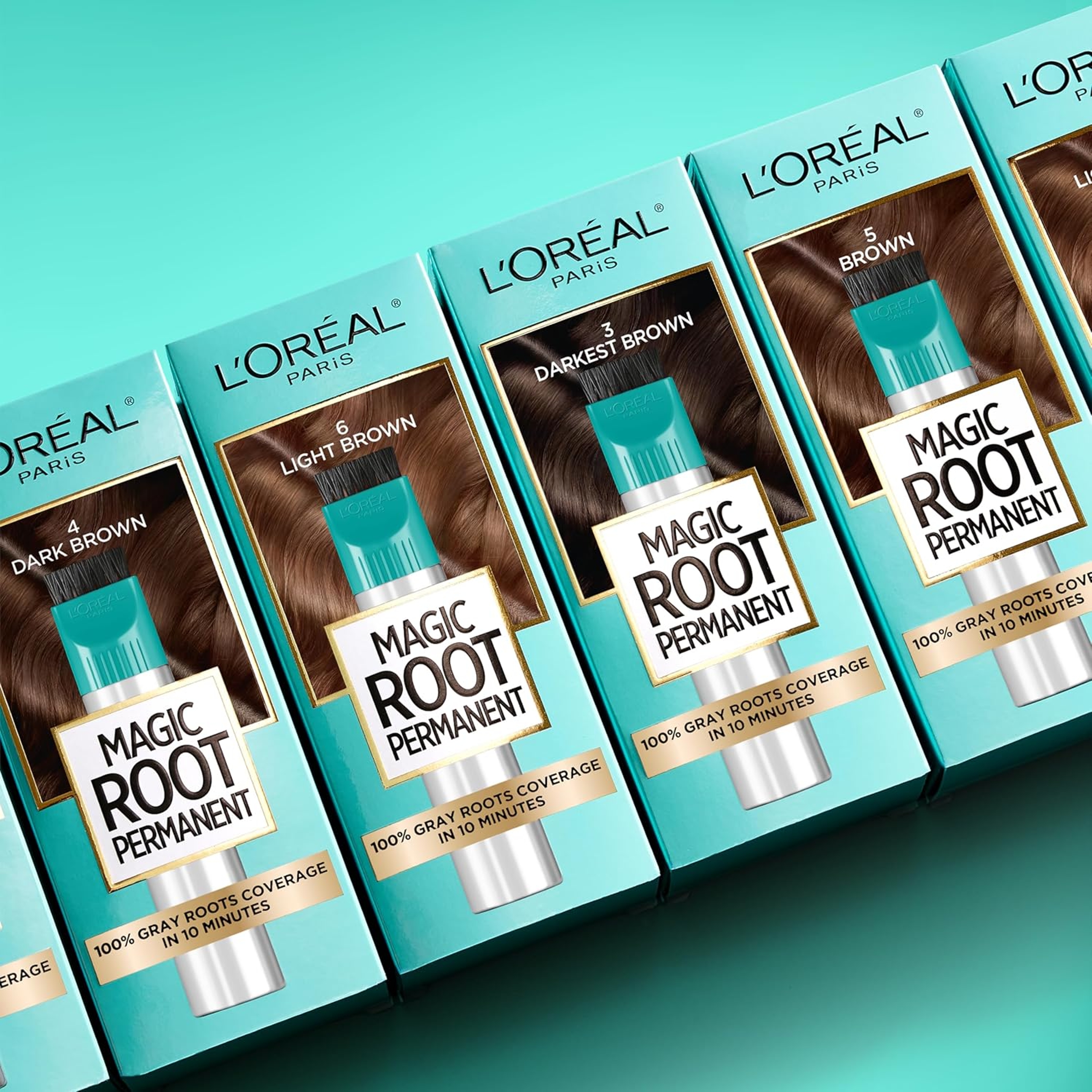 L'Oreal Paris Magic Root Permanent Hair Color Kit - Gray Roots Coverage in 10 Minutes - 4 Dark Brown 4