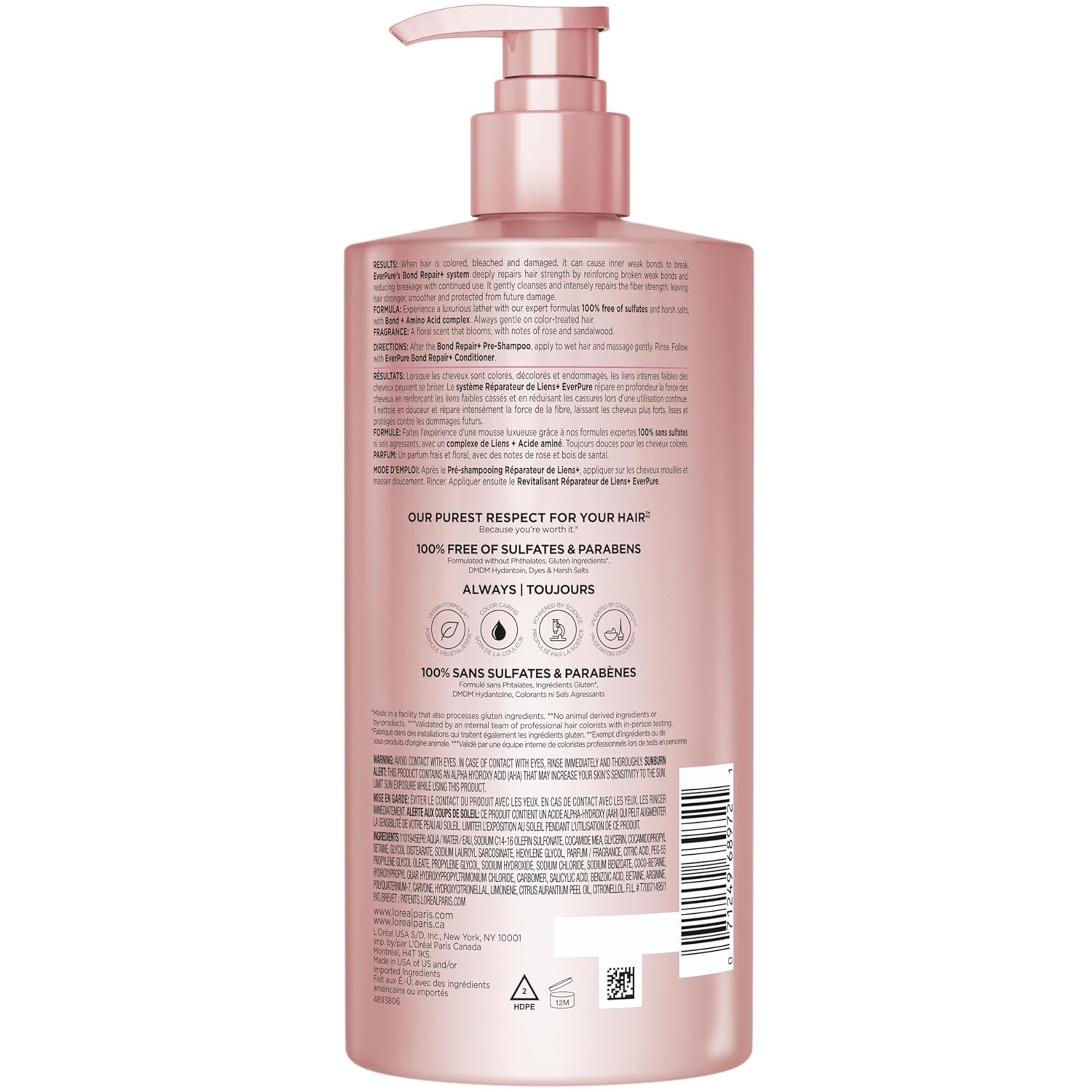 L'Oreal Paris EverPure Bond Repair+ Shampoo 23 fl.oz - Strengthens & Repairs Damaged, Color-Treated Hair 10