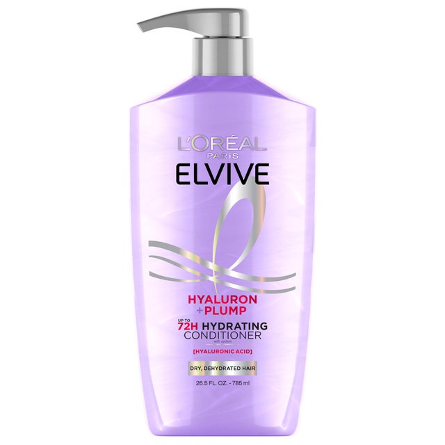 L'Oreal Paris Elvive Hyaluron Plump Hydrating Conditioner 26.5 fl.oz - with Hyaluronic Acid for Dehydrated, Dry Hair