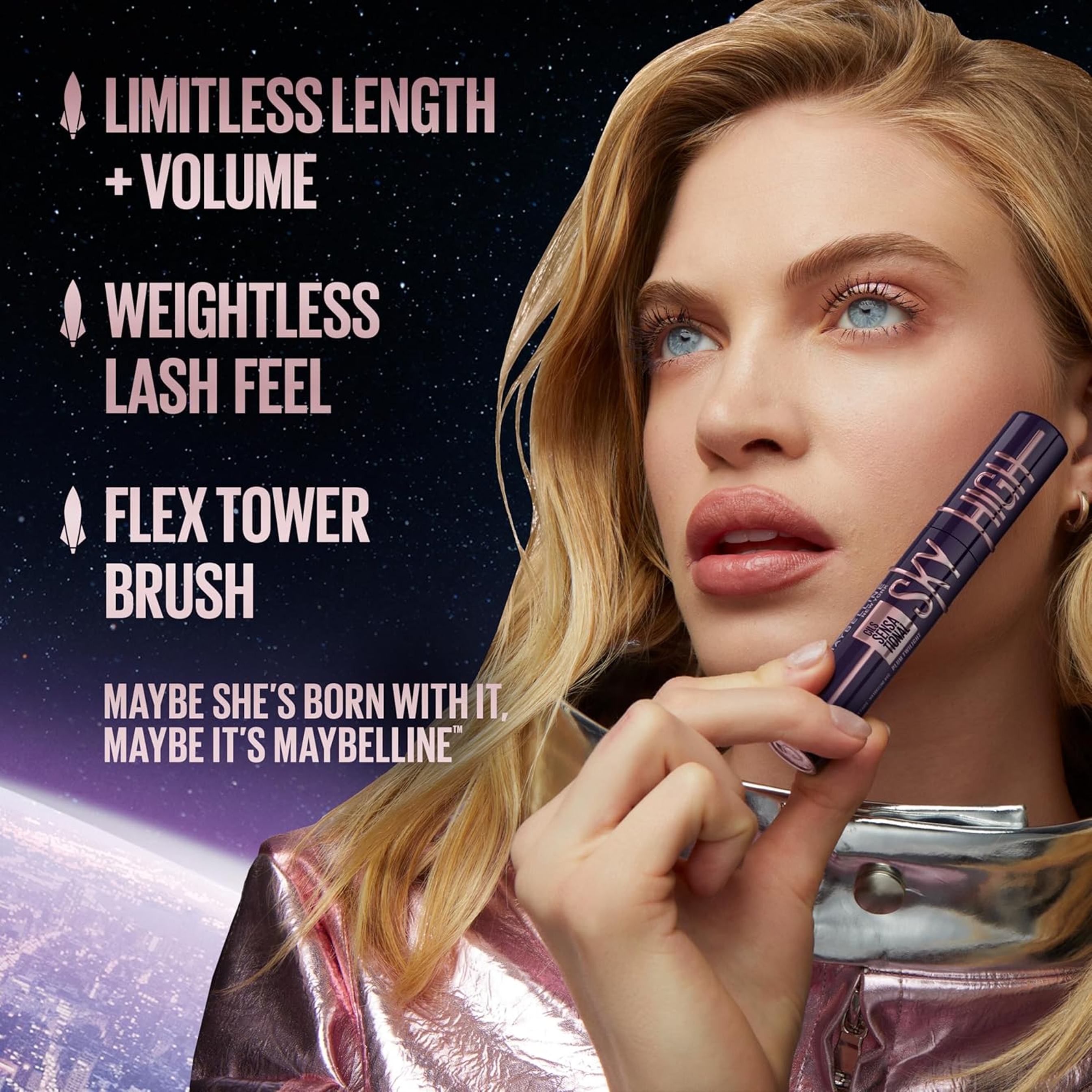 Maybelline Lash Sensational Sky High Mascara, Very Black, 0.24 fl.oz - Washable Lengthening & Volumizing Mascara 3