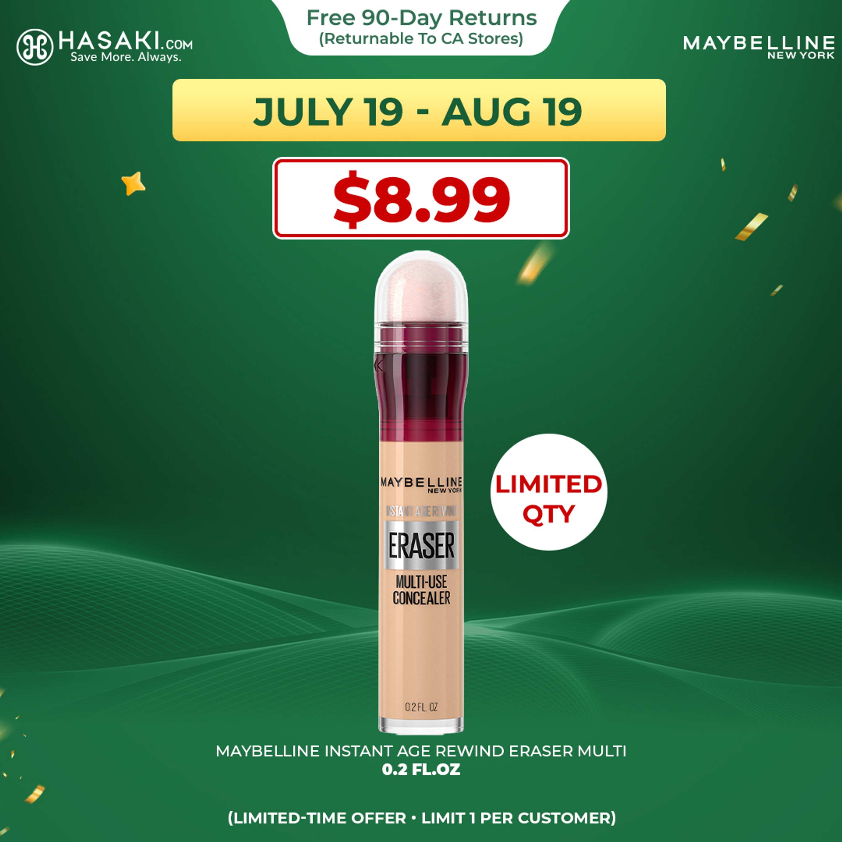 Maybelline Instant Age Rewind Eraser Multi-Use Concealer, 120 Light, 0.2 fl.oz 1