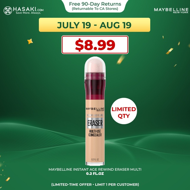 Maybelline Instant Age Rewind Eraser Multi-Use Concealer, 120 Light, 0.2 fl.oz